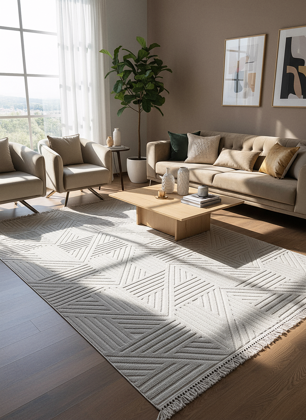 MİLAS C15-GRİ Kabartmalı Modern Geometrik Desenli Salon Koridor Mutfak Halısı