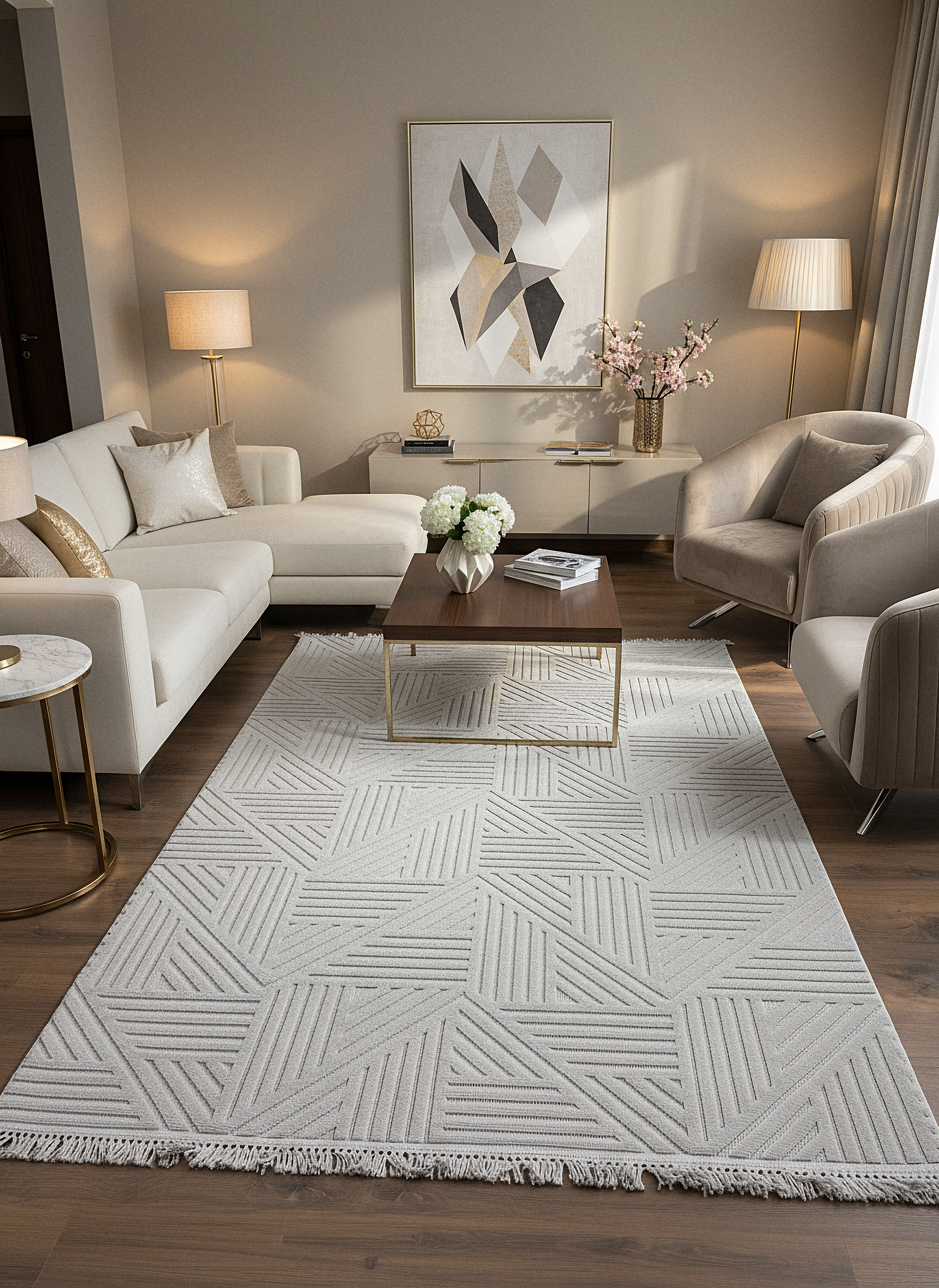 MİLAS C15-GRİ Kabartmalı Modern Geometrik Desenli Salon Koridor Mutfak Halısı