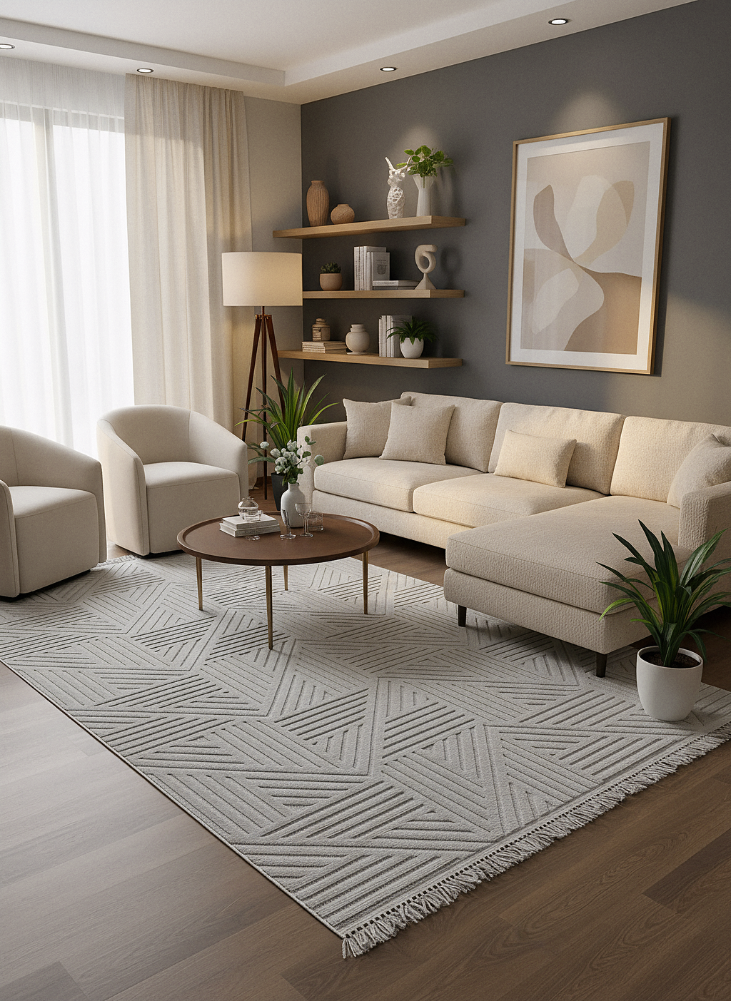 MİLAS C15-GRİ Kabartmalı Modern Geometrik Desenli Salon Koridor Mutfak Halısı