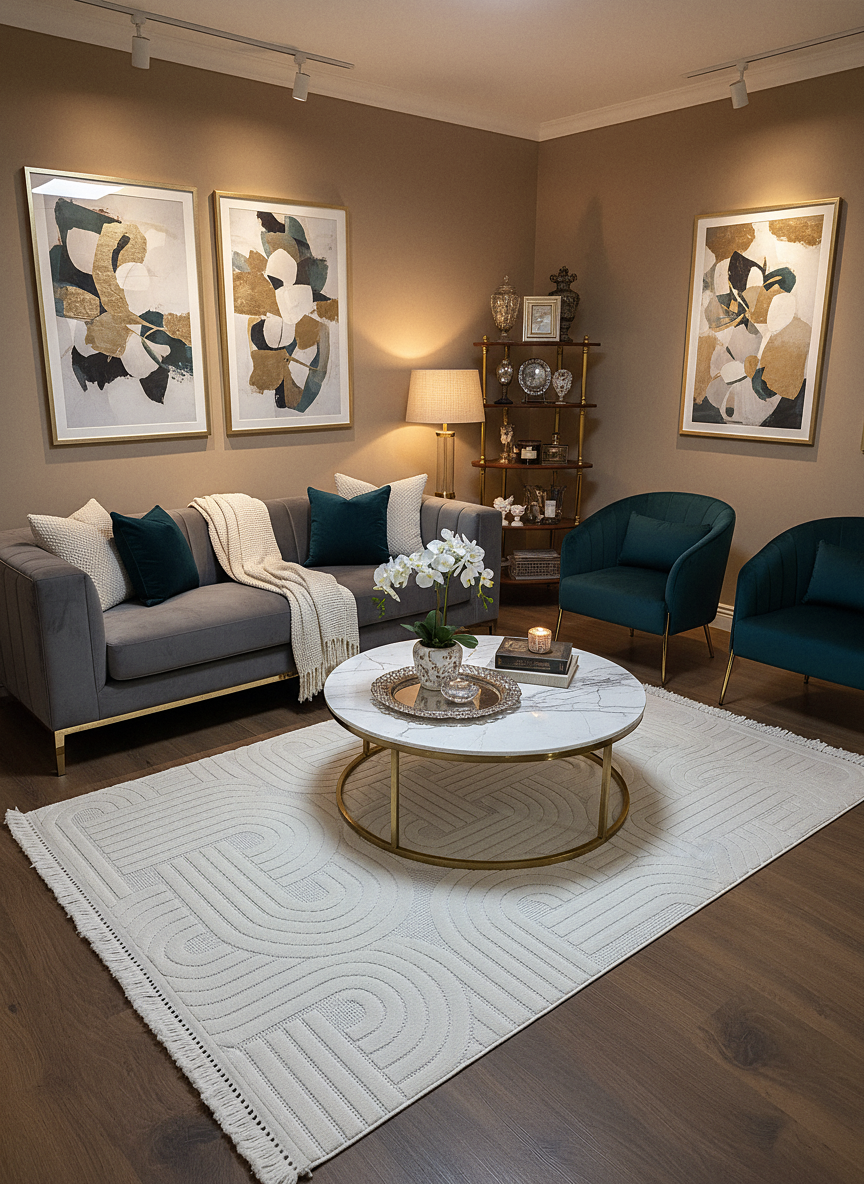 MİLAS C40-KREM Kabartmalı Modern Geometrik Desenli Salon Koridor Mutfak Halısı