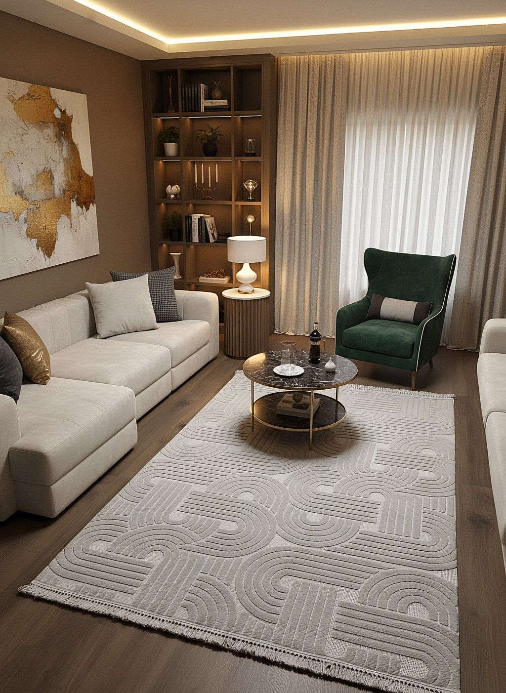 MİLAS C42-GRİ Kabartmalı Modern Geometrik Desenli Salon Koridor Mutfak Halısı