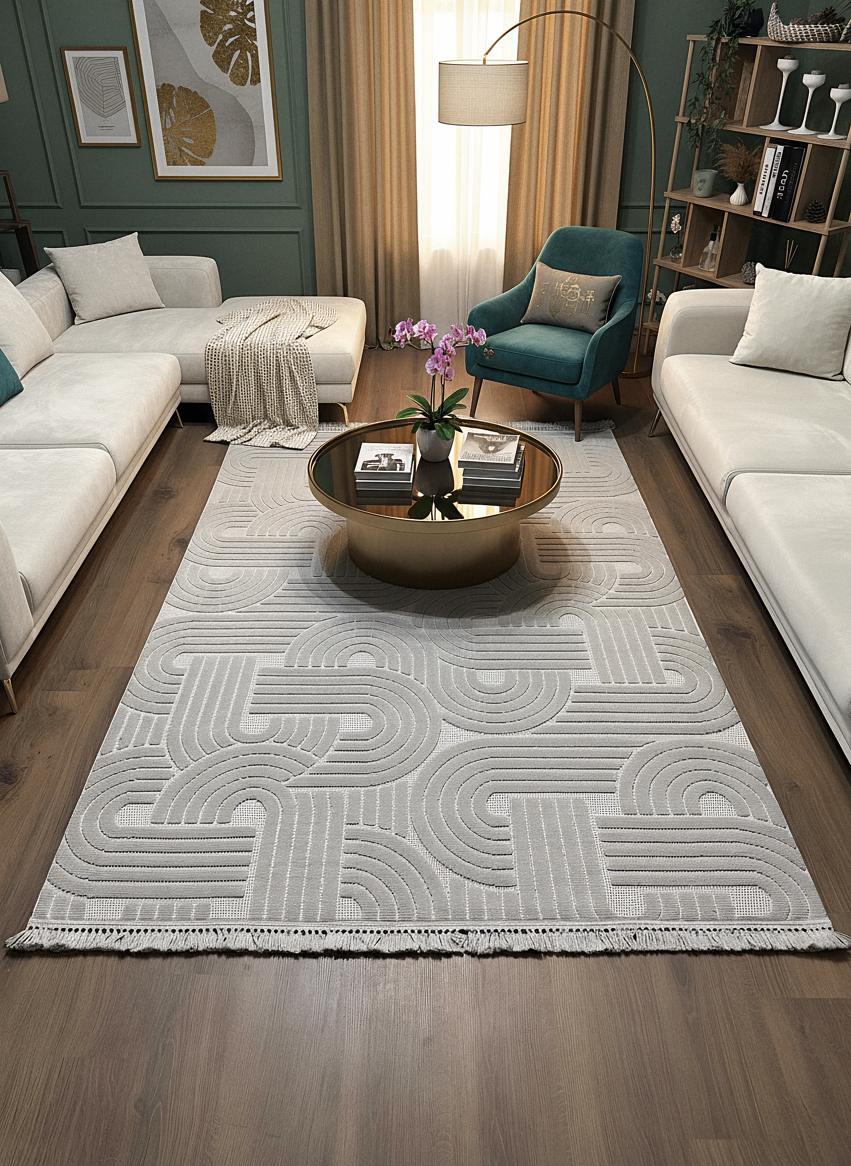 MİLAS C42-GRİ Kabartmalı Modern Geometrik Desenli Salon Koridor Mutfak Halısı