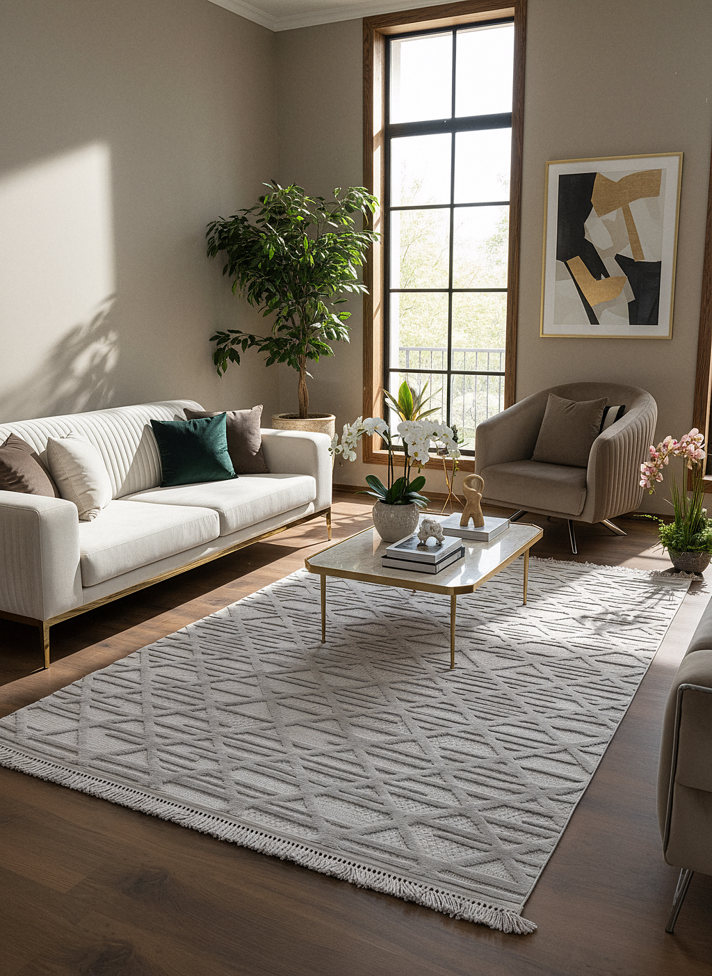 MİLAS C7-GRİ Kabartmalı Modern Geometrik Desenli Salon Koridor Mutfak Halısı