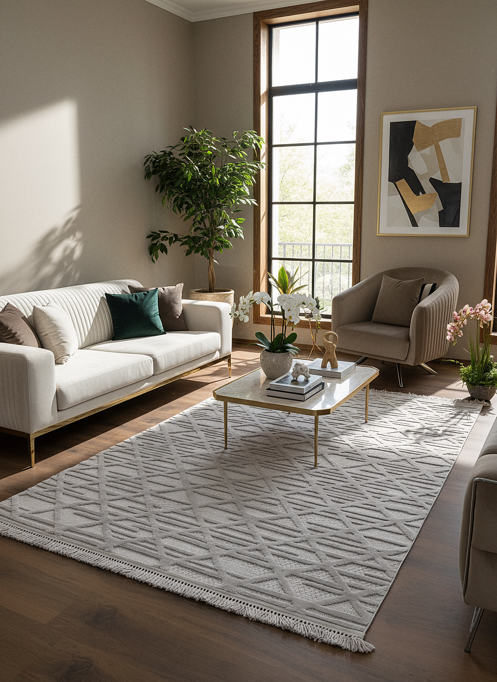 MİLAS C7-GRİ Kabartmalı Modern Geometrik Desenli Salon Koridor Mutfak Halısı