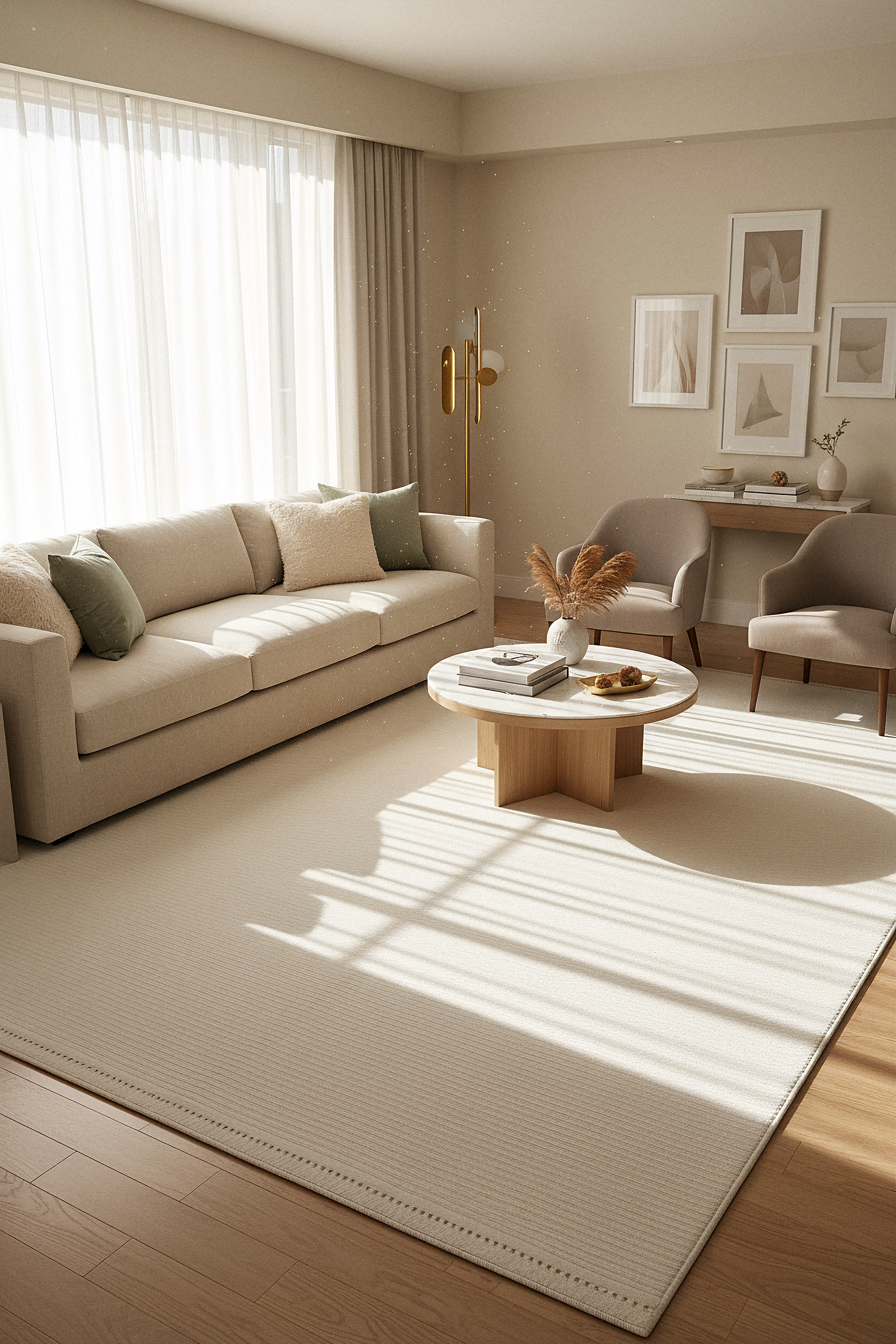 MODENA T-MO01 KREM  Sık Bukle Dokuma Yumuşak Salon Koridor Mutfak Halısı