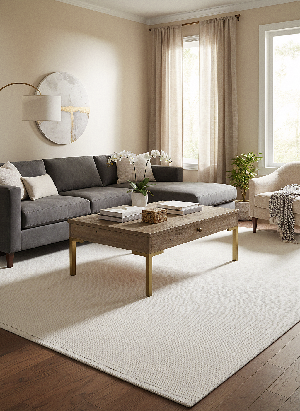 MODENA T-MO01 KREM  Sık Bukle Dokuma Yumuşak Salon Koridor Mutfak Halısı