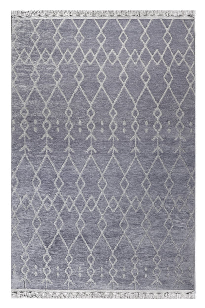 ŞÖNİL MODERN - GRİ Kaymaz Taban İskandinav Desenli Salon Koridor Mutfak Şönil Kilim Dokuma Halı