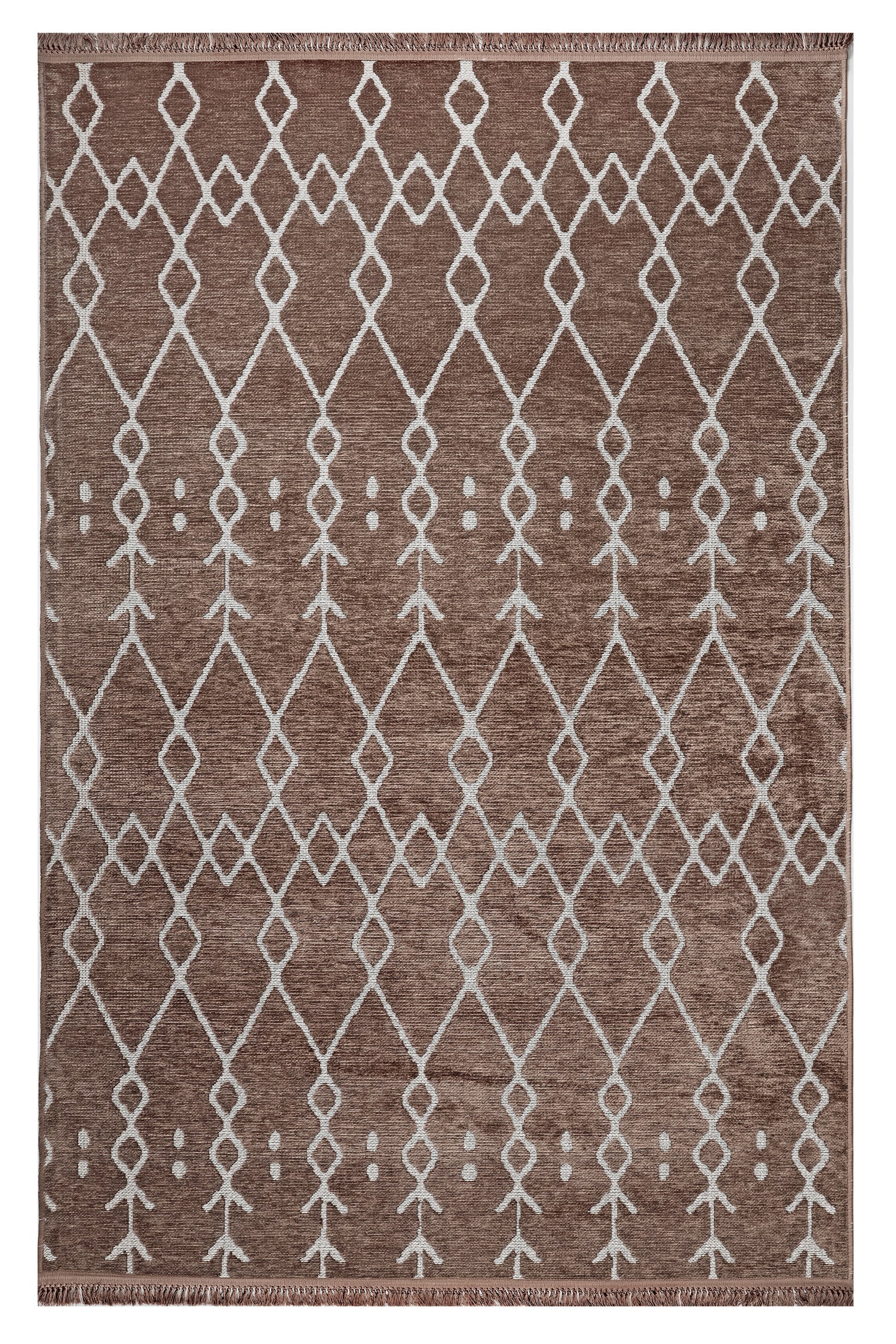 ŞÖNİL MODERN - KAHVE Kaymaz Taban İskandinav Desenli Salon Koridor Mutfak Şönil Kilim Dokuma Halı
