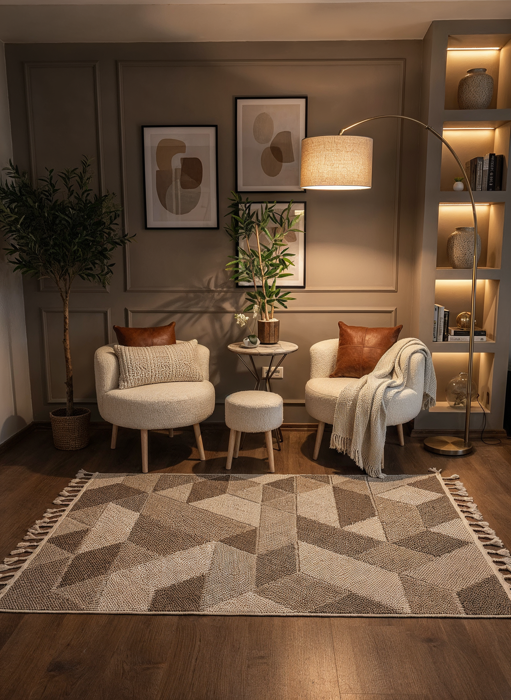 OSLO 5004-T KAHVE Yumuşak Bukle (Loop) Dokuma Geometrik Desenli Salon Mutfak Koridor Halısı