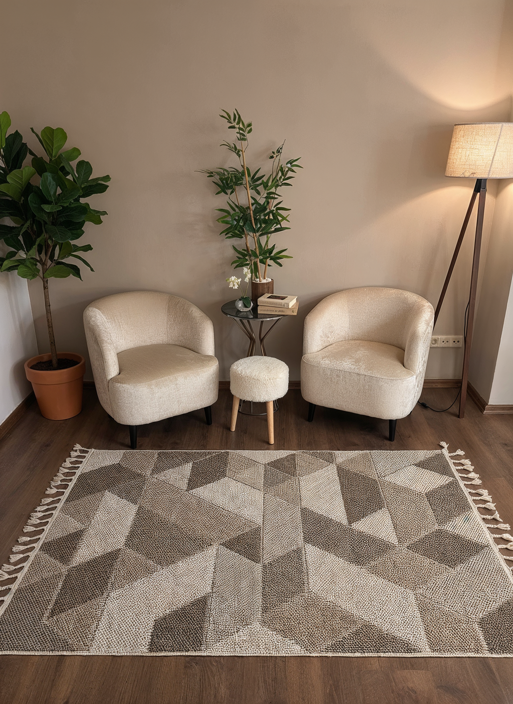 OSLO 5004-T KAHVE Yumuşak Bukle (Loop) Dokuma Geometrik Desenli Salon Mutfak Koridor Halısı