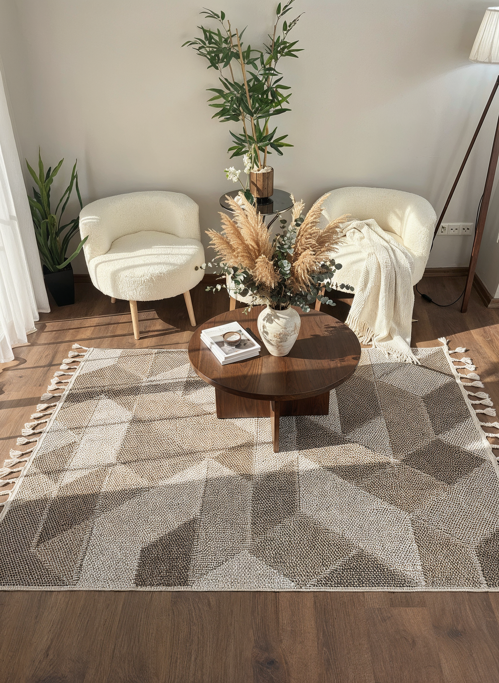 OSLO 5004-T KAHVE Yumuşak Bukle (Loop) Dokuma Geometrik Desenli Salon Mutfak Koridor Halısı