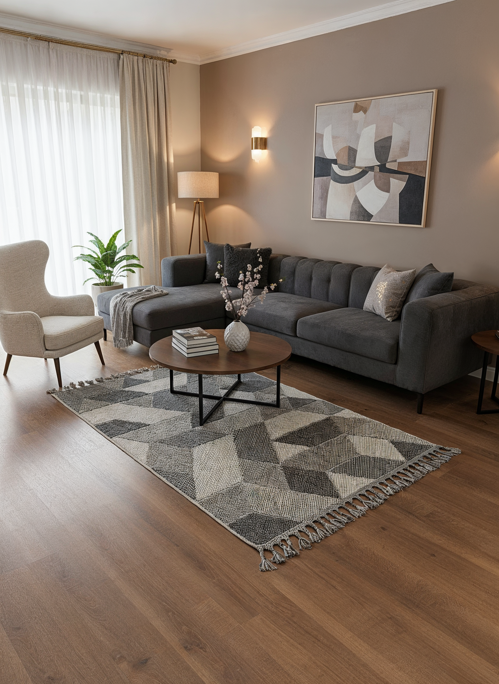 OSLO 5007-T GRİ/PUSLU MAVİ Yumuşak Bukle (Loop) Dokuma Geometrik Desenli Salon Mutfak Koridor Halısı