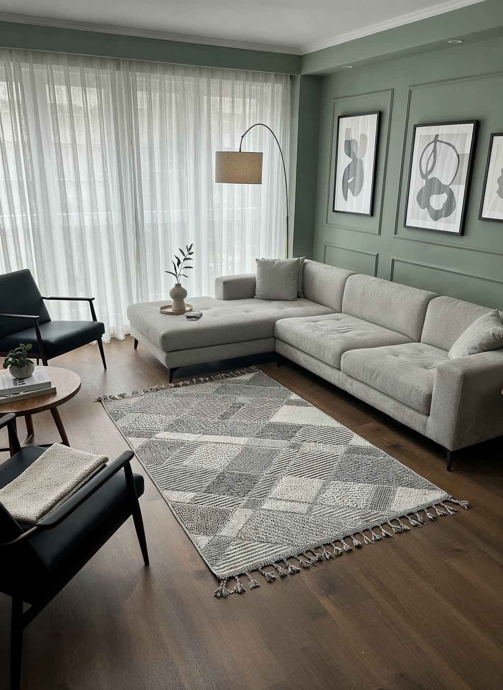 OSLO T-01 GRİ Yumuşak Bukle (Loop) Dokuma Geometrik Desenli Salon Mutfak Koridor Halısı