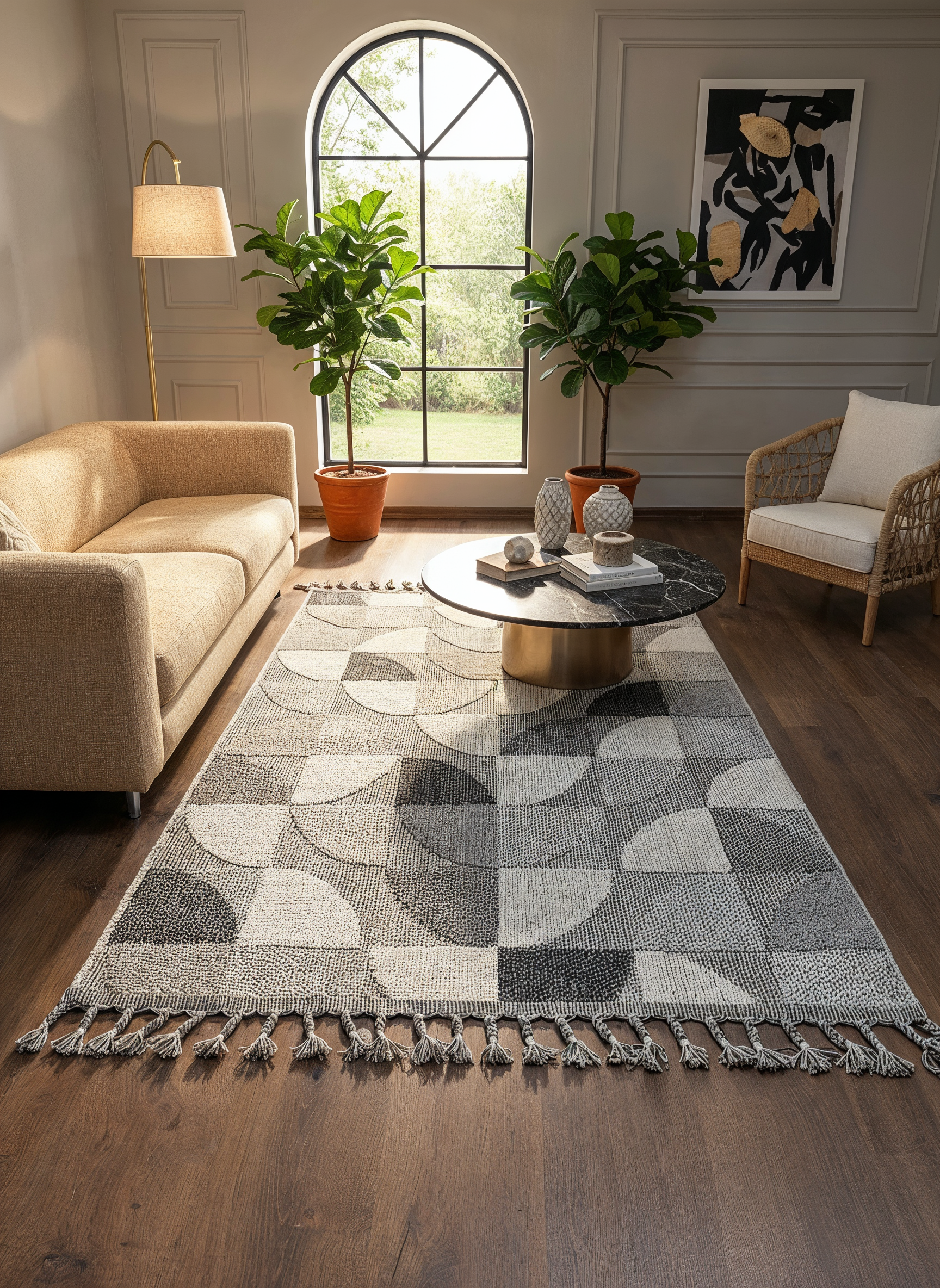 OSLO T-02 GRİ/BEYAZ Yumuşak Bukle (Loop) Dokuma Geometrik Desenli Salon Mutfak Koridor Halısı