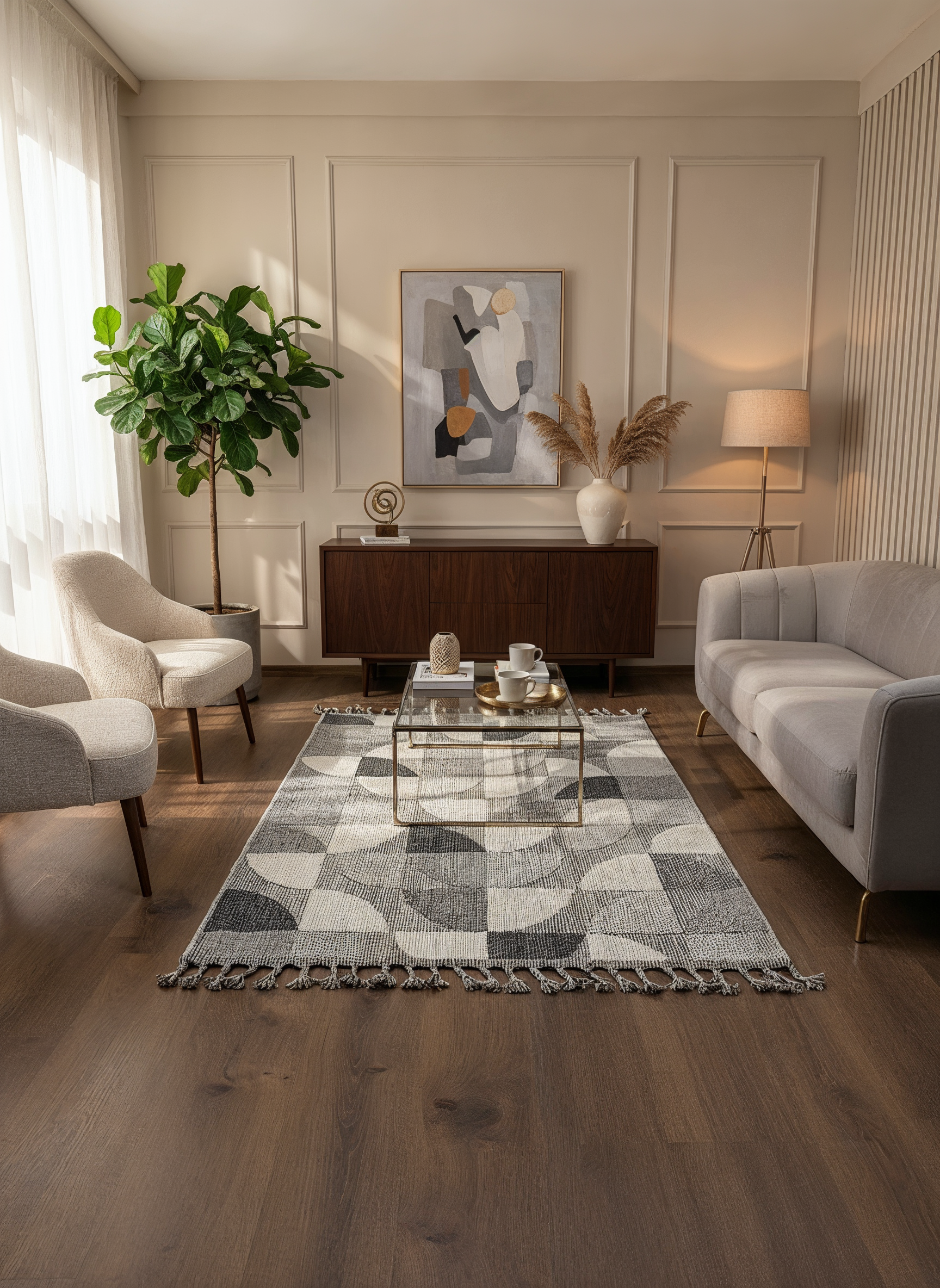 OSLO T-02 GRİ/BEYAZ Yumuşak Bukle (Loop) Dokuma Geometrik Desenli Salon Mutfak Koridor Halısı