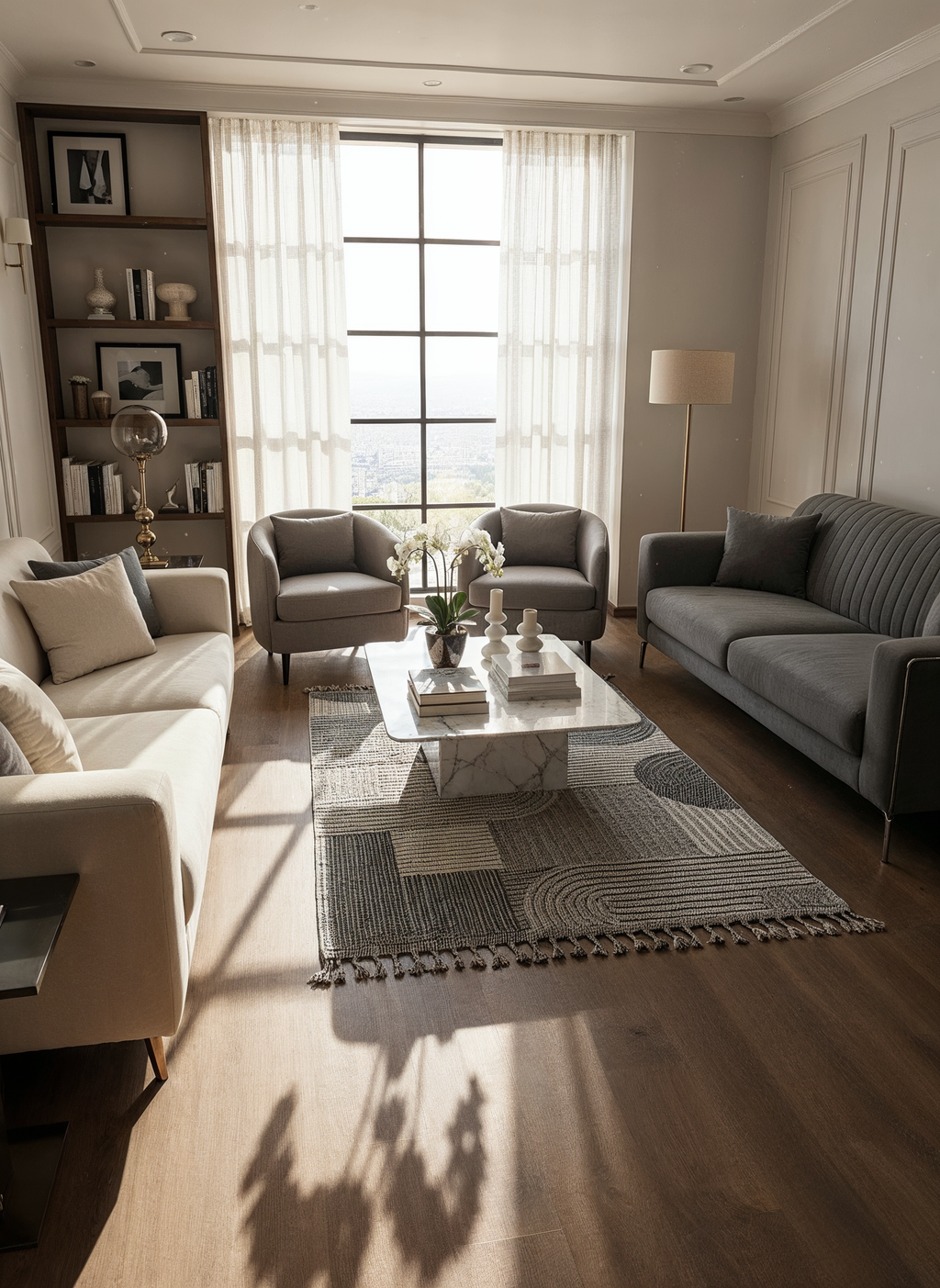 OSLO T-03 GRİ Yumuşak Bukle (Loop) Dokuma Geometrik Desenli Salon Mutfak Koridor Halısı