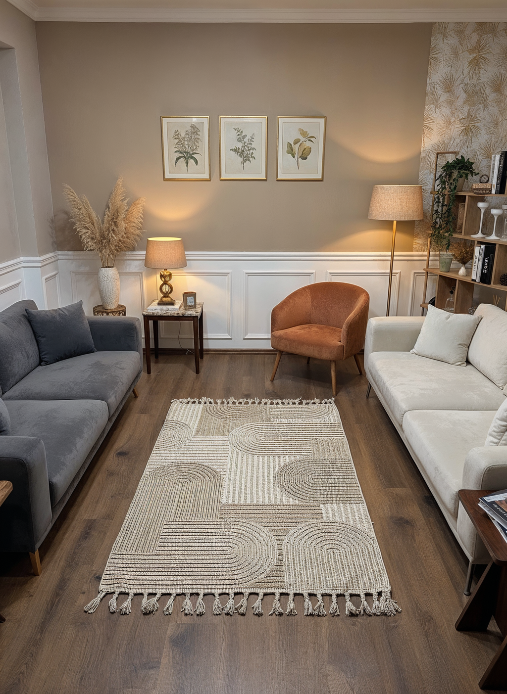 OSLO T-04 KAHVE Yumuşak Bukle (Loop) Dokuma Geometrik Desenli Salon Mutfak Koridor Halısı