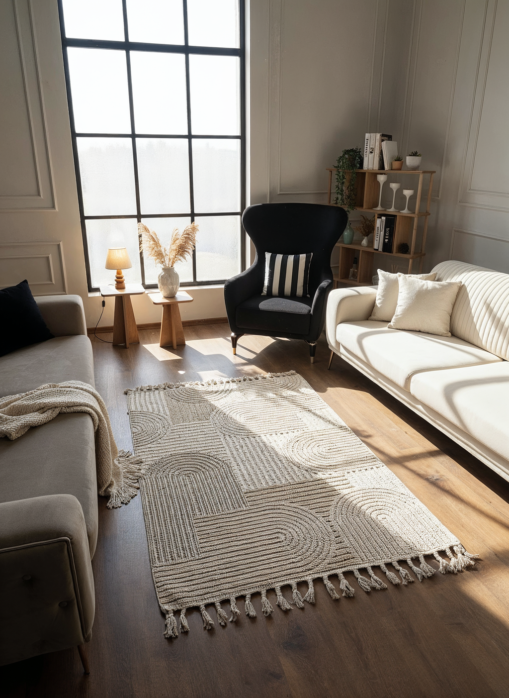 OSLO T-04 KAHVE Yumuşak Bukle (Loop) Dokuma Geometrik Desenli Salon Mutfak Koridor Halısı