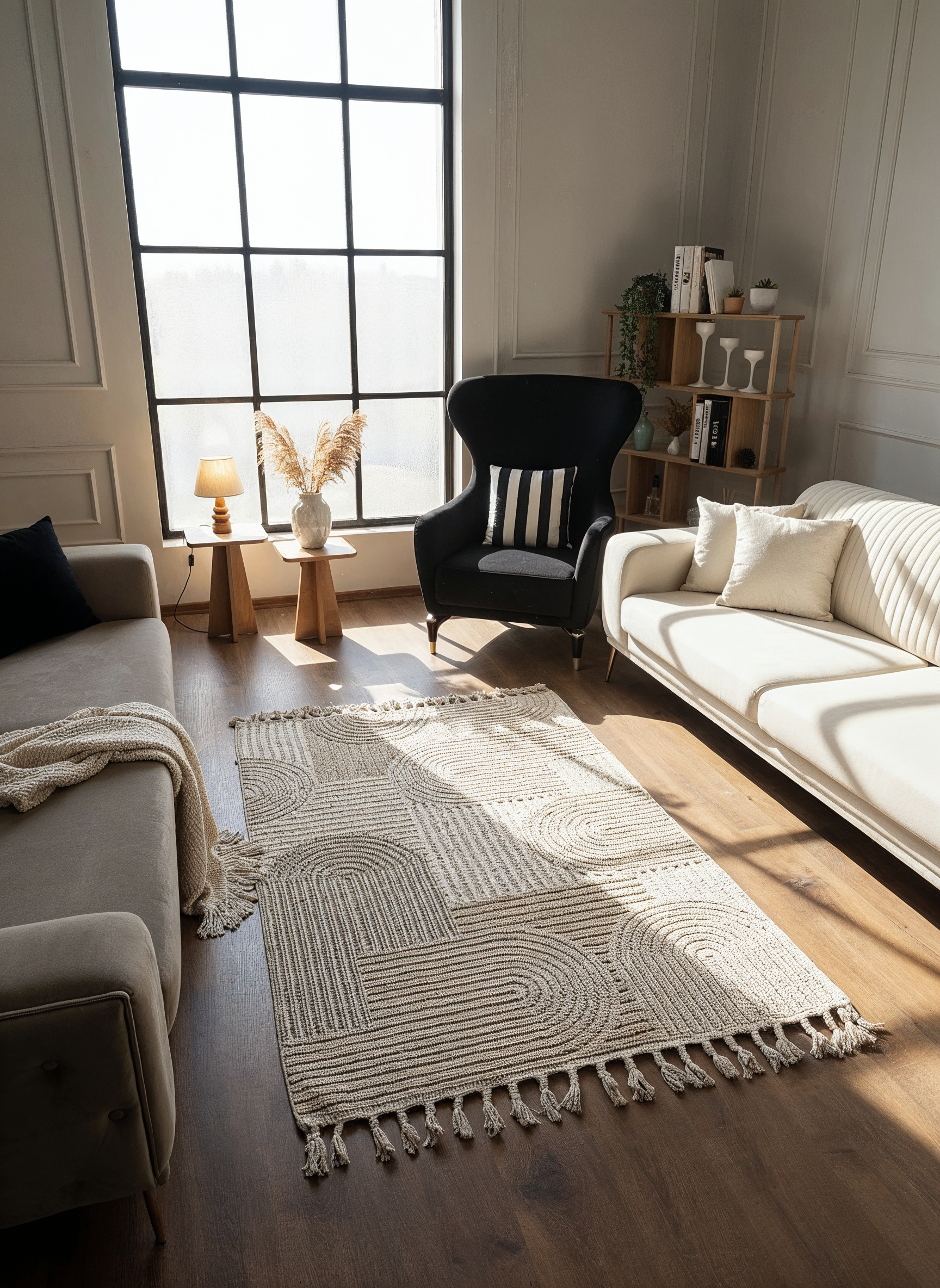 OSLO T-04 KAHVE Yumuşak Bukle (Loop) Dokuma Geometrik Desenli Salon Mutfak Koridor Halısı