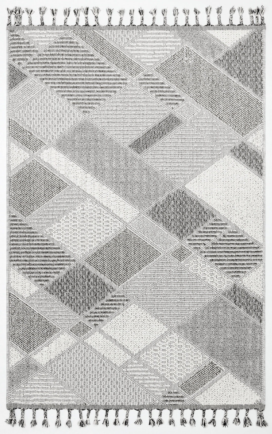 OSLO T-01 GRİ Yumuşak Bukle (Loop)  Geometrik Desenli Salon HalısI