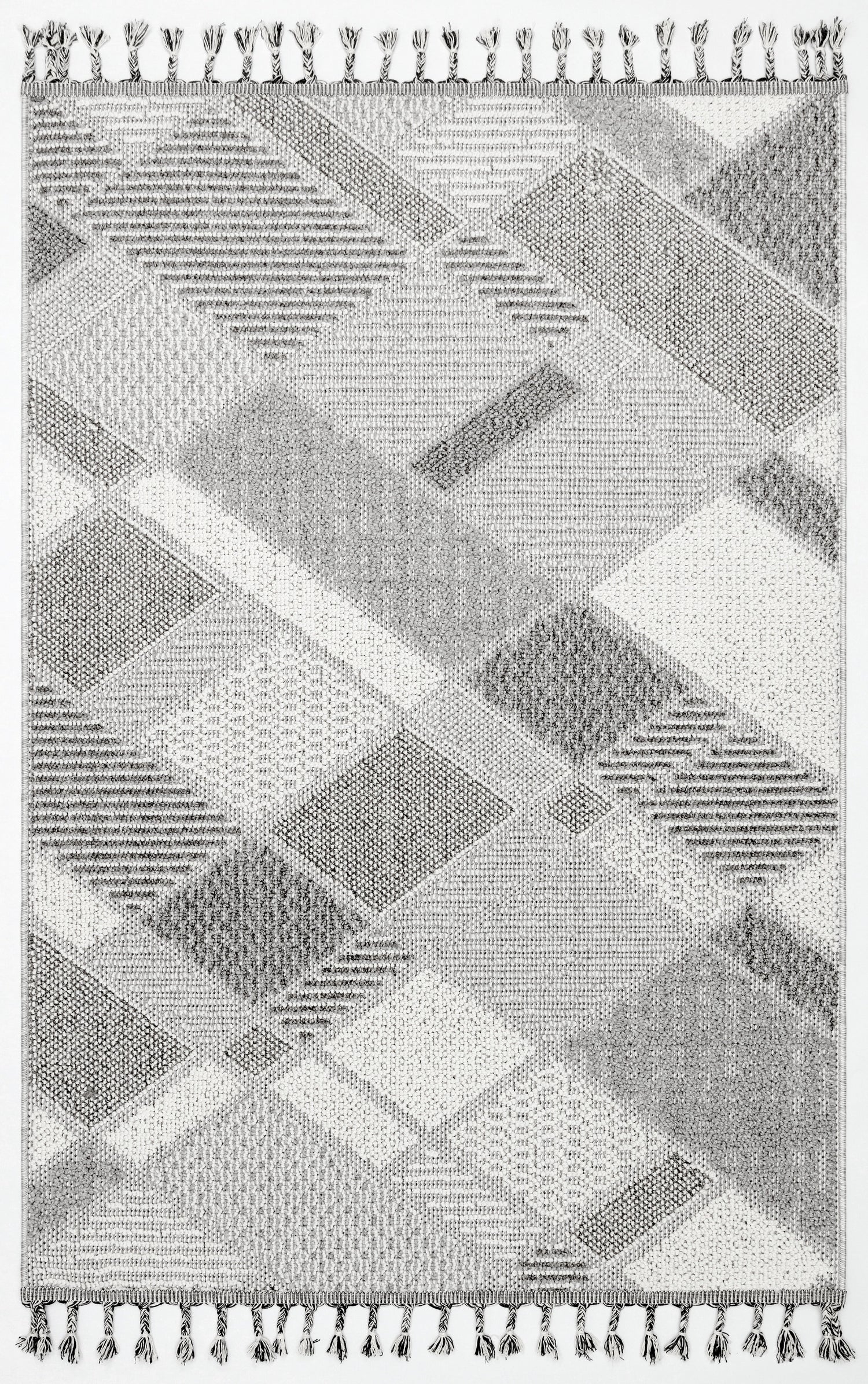 OSLO T-01 GRİ Yumuşak Bukle (Loop)  Geometrik Desenli Salon HalısI