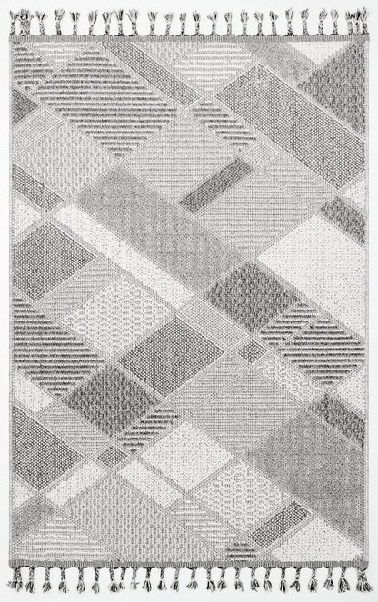 OSLO T-01 GRİ Yumuşak Bukle (Loop)  Geometrik Desenli Salon HalısI
