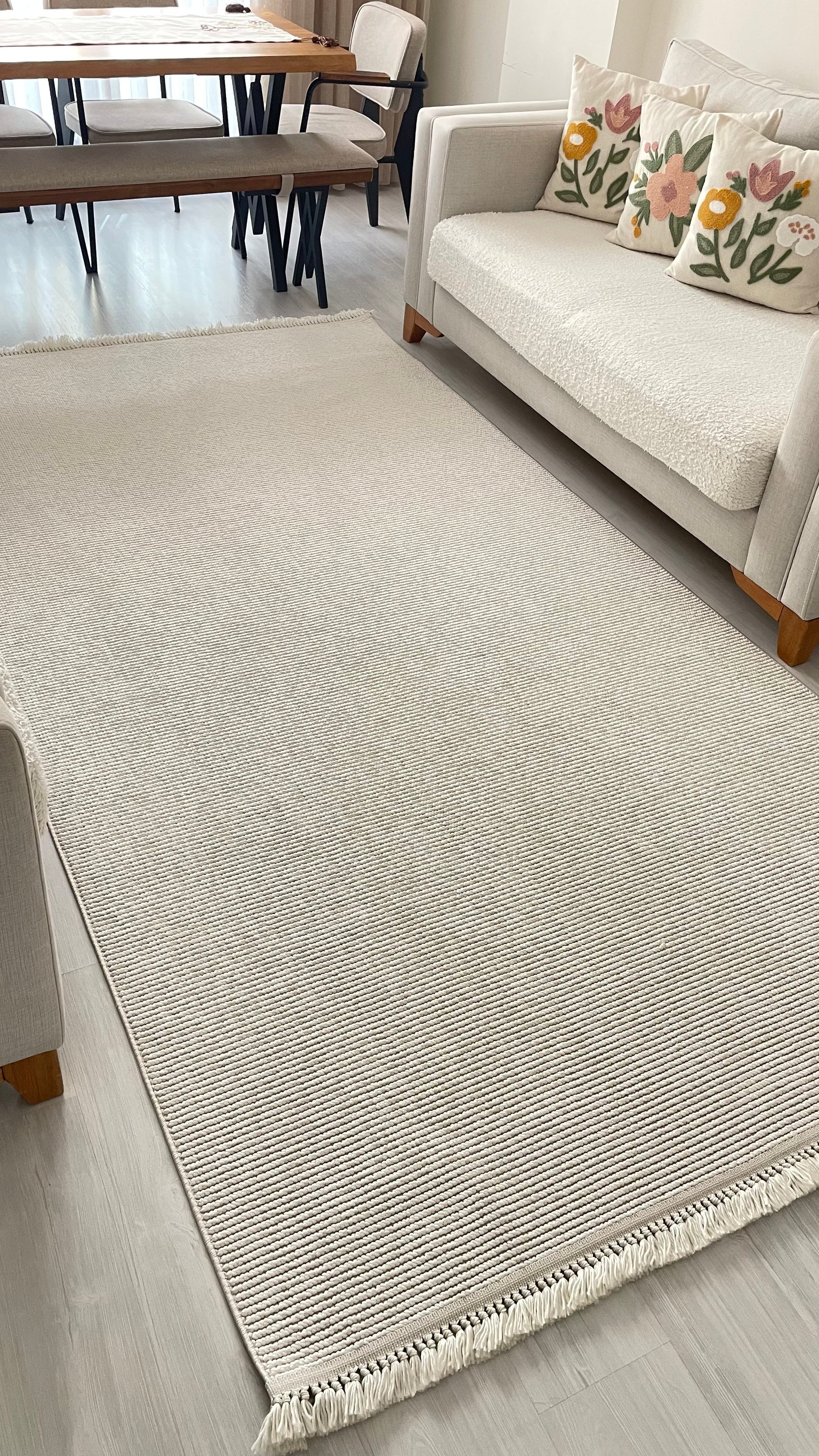 PALMAS-5018T-KREM Yumuşak Bukle (Loop) Dokuma Salon Mutfak Koridor Halısı