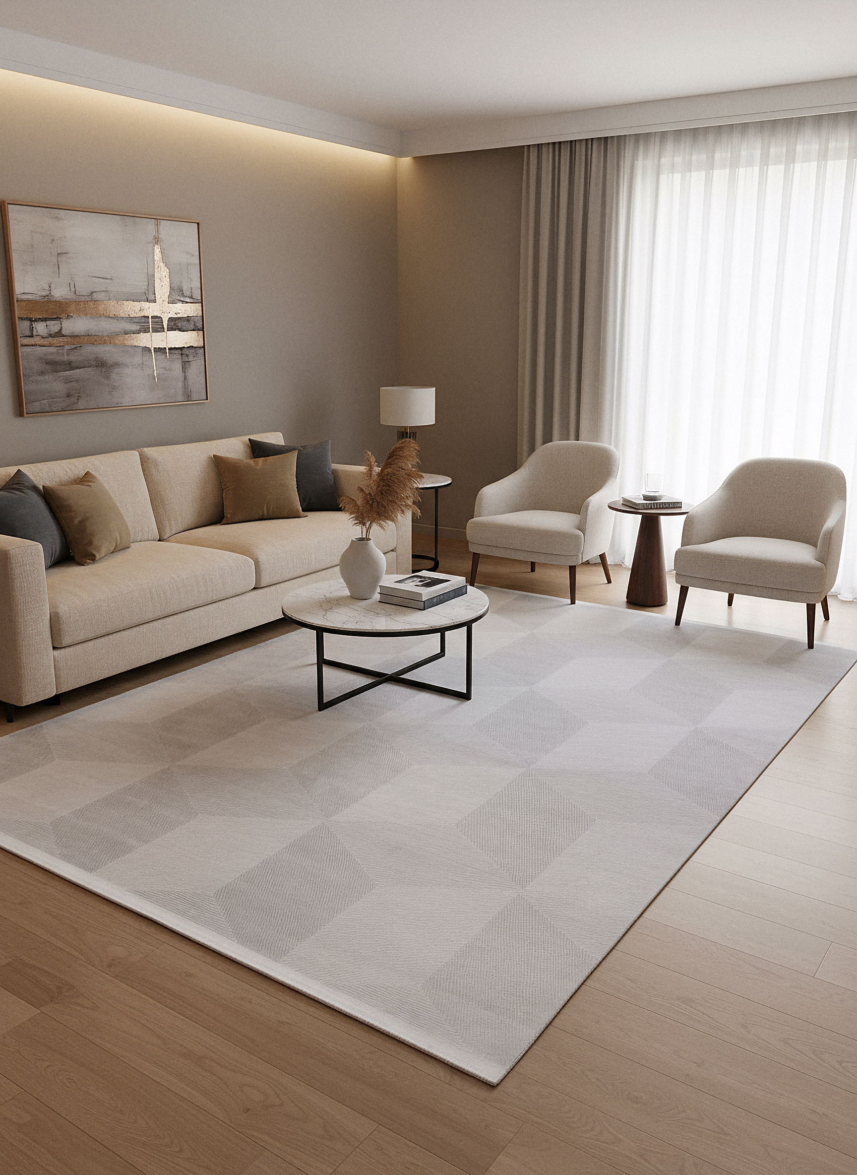 PRATO T-PR01 GRİ Akrilik Viskon Sık Dokuma Salon Koridor Mutfak Halısı