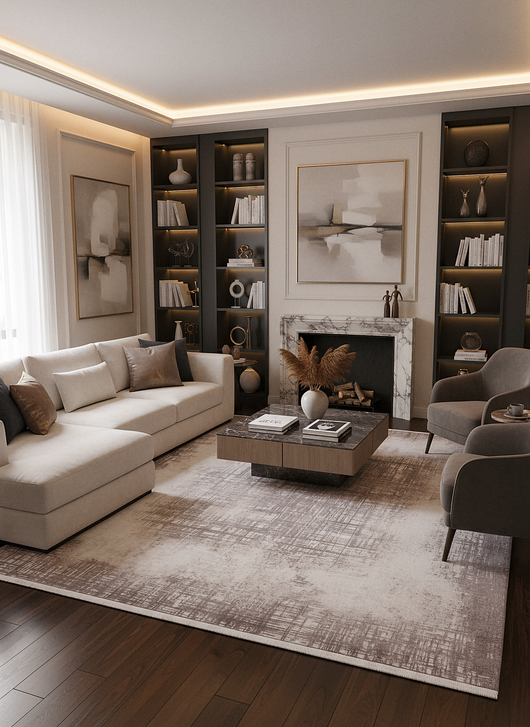 PRATO T-PR05 KREM Akrilik Viskon Sık Dokuma Salon Koridor Mutfak Halısı