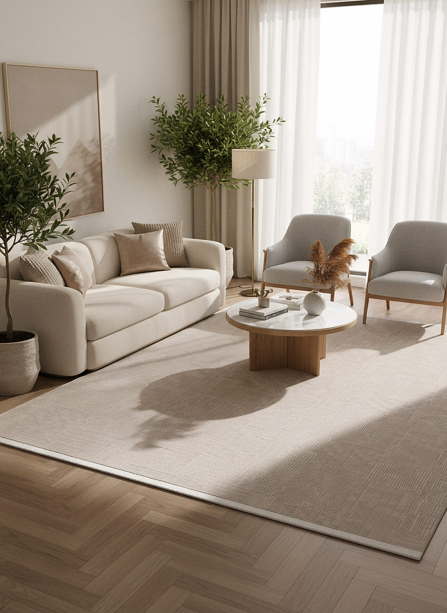 PRATO T-PR07 BEJ Akrilik Viskon Sık Dokuma Salon Koridor Mutfak Halısı