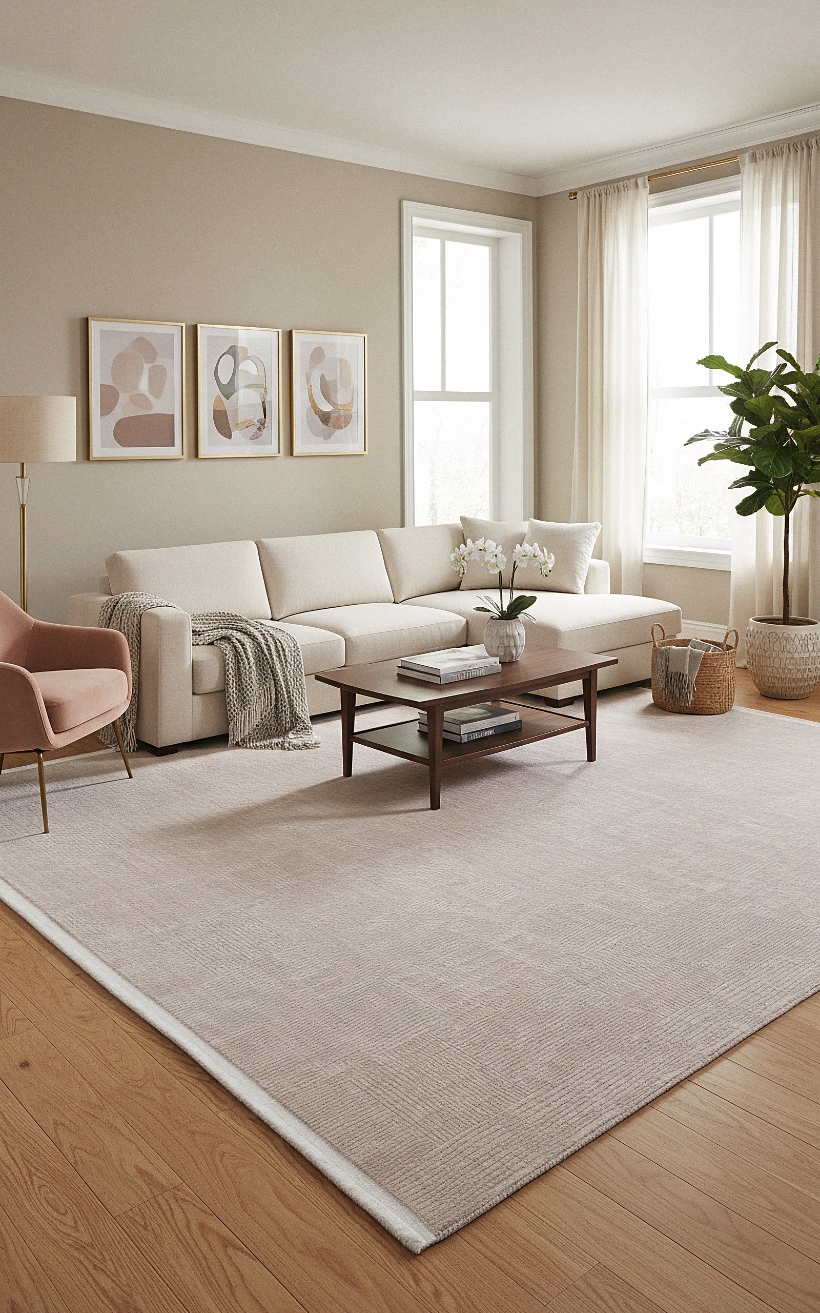 PRATO T-PR07 BEJ Akrilik Viskon Sık Dokuma Salon Koridor Mutfak Halısı