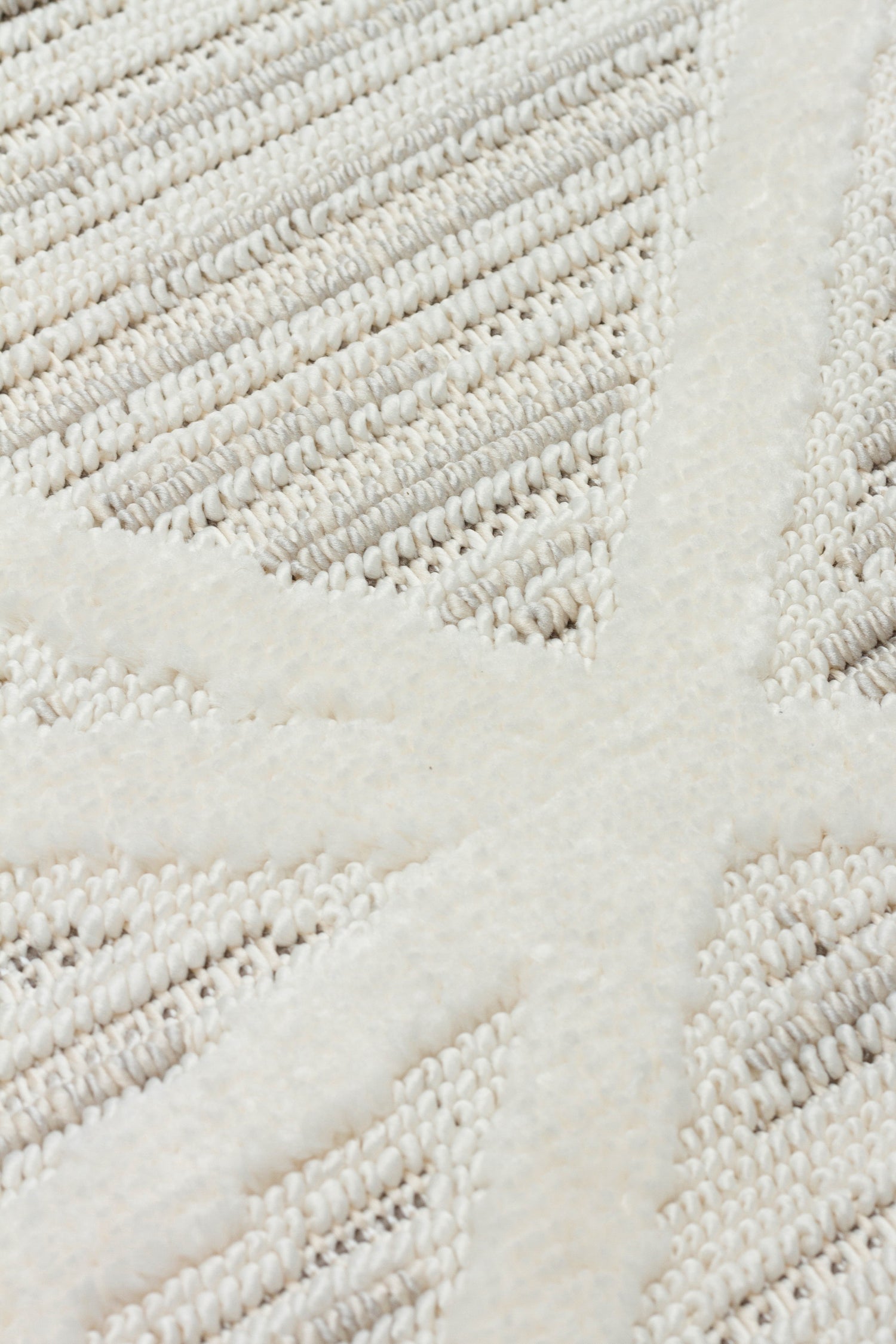 İCON T-PE04-KREM Kabartmalı Modern Geometrik Desenli Salon Halısı