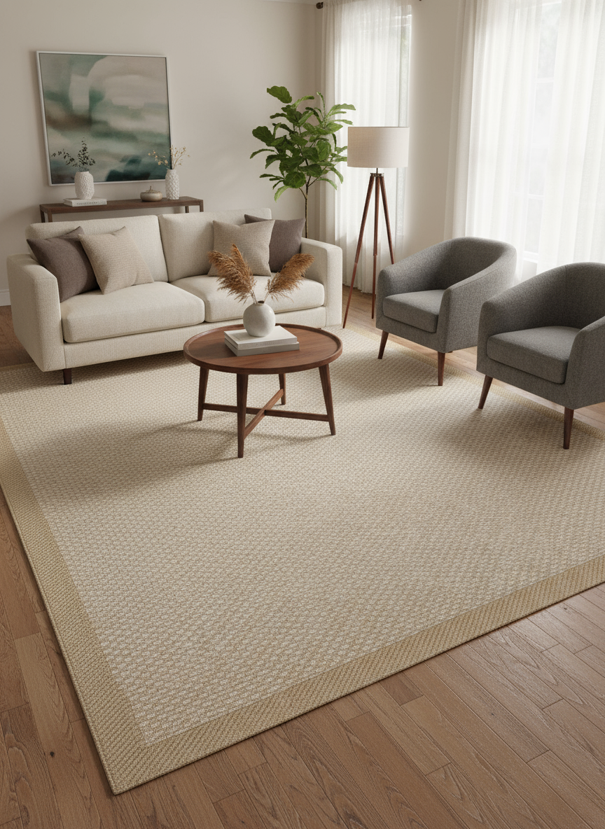 SİSAL EXTRA - VN03 NATURAL BEJ Extra Kalın Jüt Hasır Dokulu Doğal Salon Mutfak Koridor Balkon Halısı