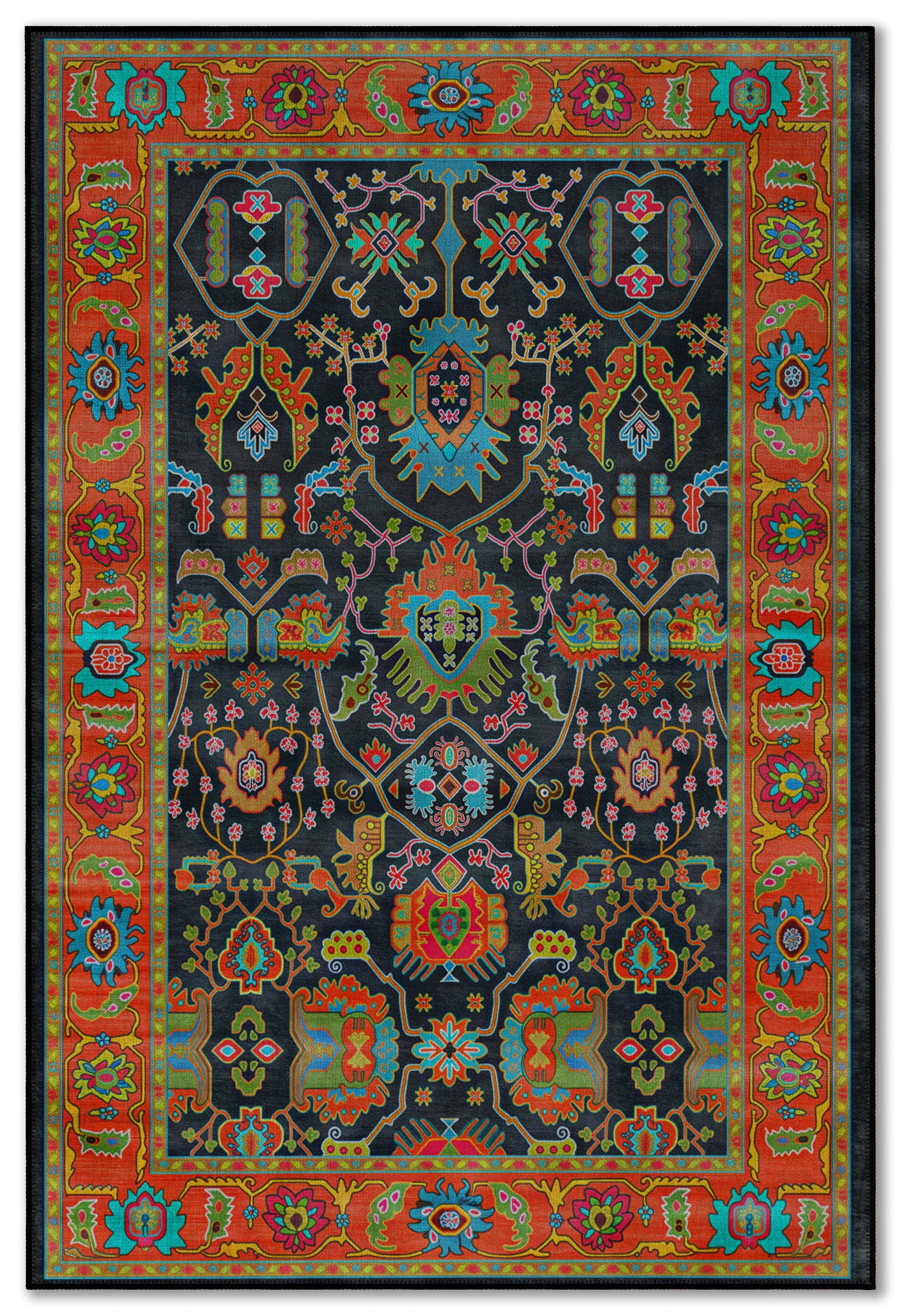 Arte VN042 Vintage Çiçek Figürlü Dekoratif Şönil Halı