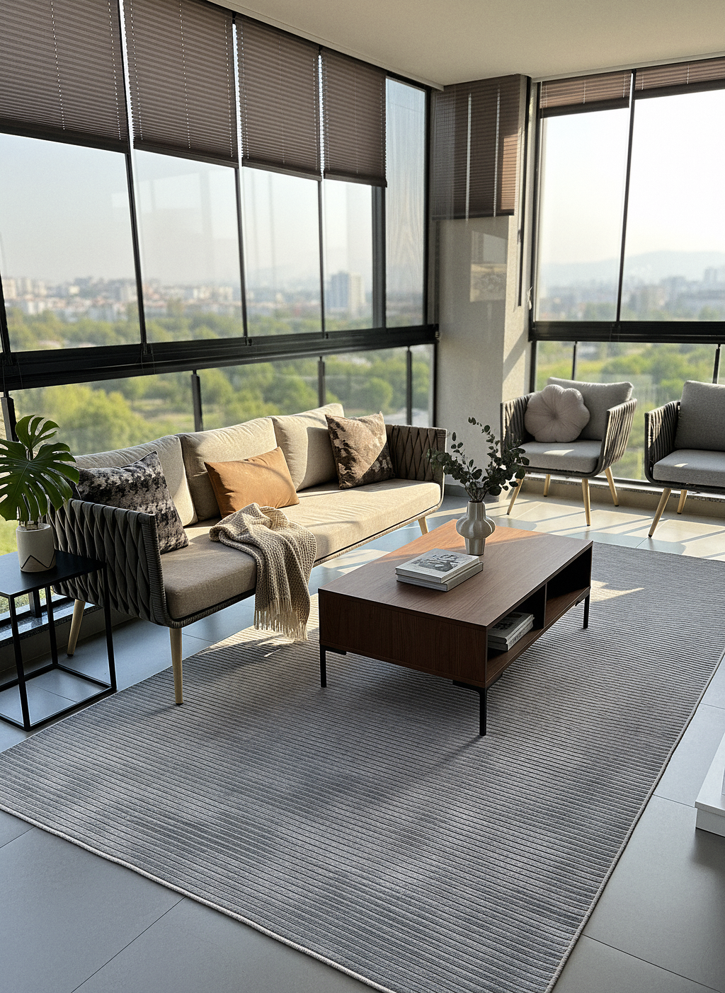 ŞÖNİL LİDYA - GRİ Makinede Yıkanabilir İskandinav Desenli Salon Koridor Mutfak Şönil Dokuma Halı