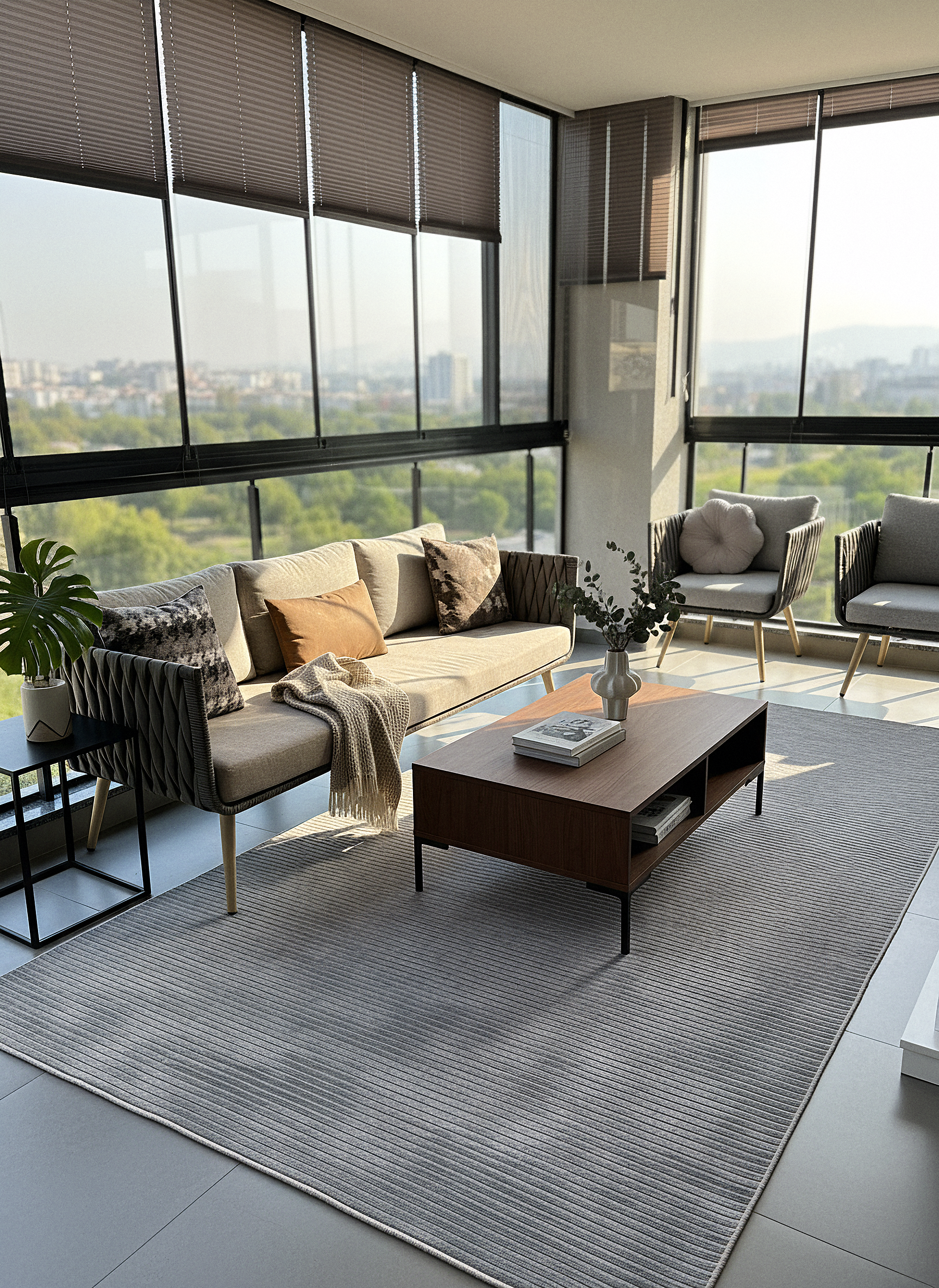 ŞÖNİL LİDYA - GRİ Makinede Yıkanabilir İskandinav Desenli Salon Koridor Mutfak Şönil Dokuma Halı