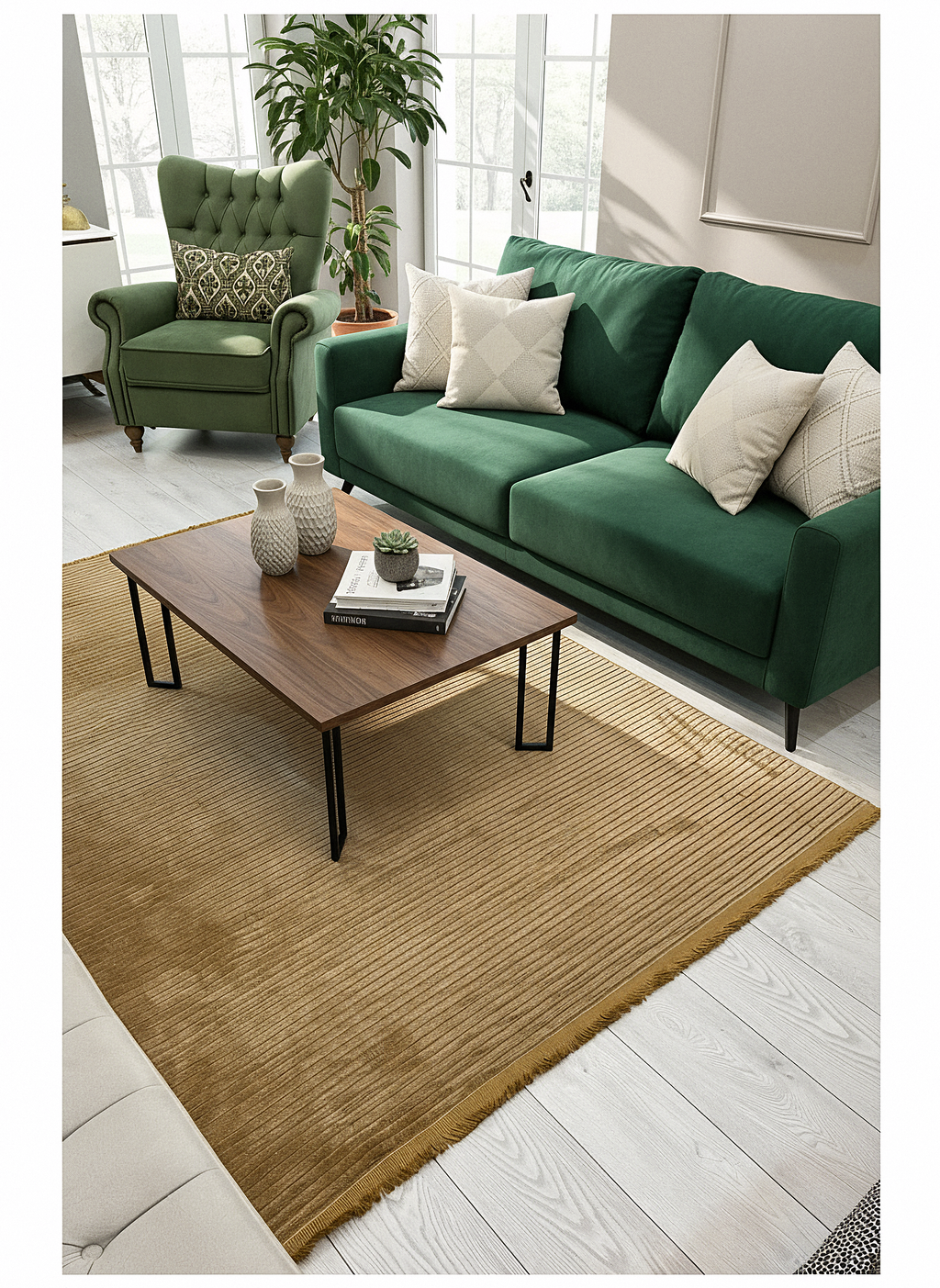 ŞÖNİL LİDYA - KAHVE Makinede Yıkanabilir İskandinav Desenli Salon Koridor Mutfak Şönil Dokuma Halı