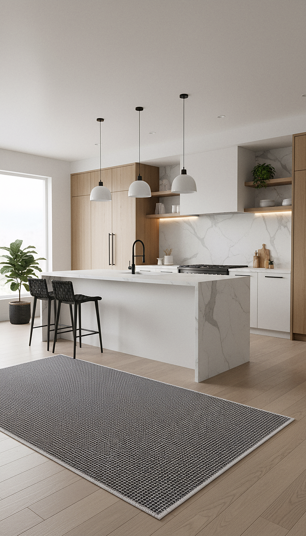 ŞÖNİL PANDORA - ANTRASİT Makinede Yıkanabilir Modern Sade Salon Koridor Mutfak Şönil Dokuma Halı