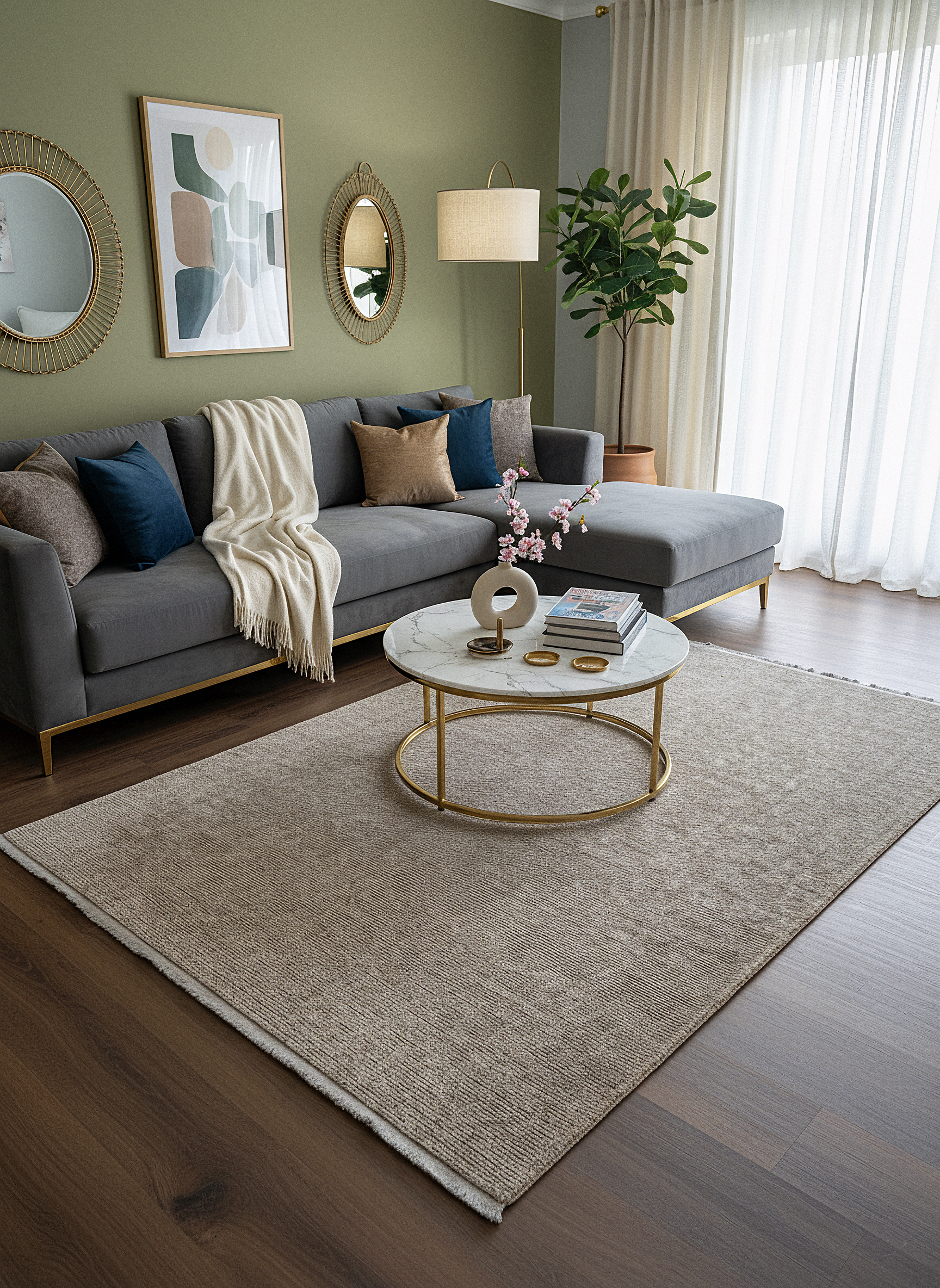 ŞÖNİL SUDE-BEJ Makinede Yıkanabilir Modern Sade Desenli Salon Koridor Mutfak Şönil Dokuma Halı