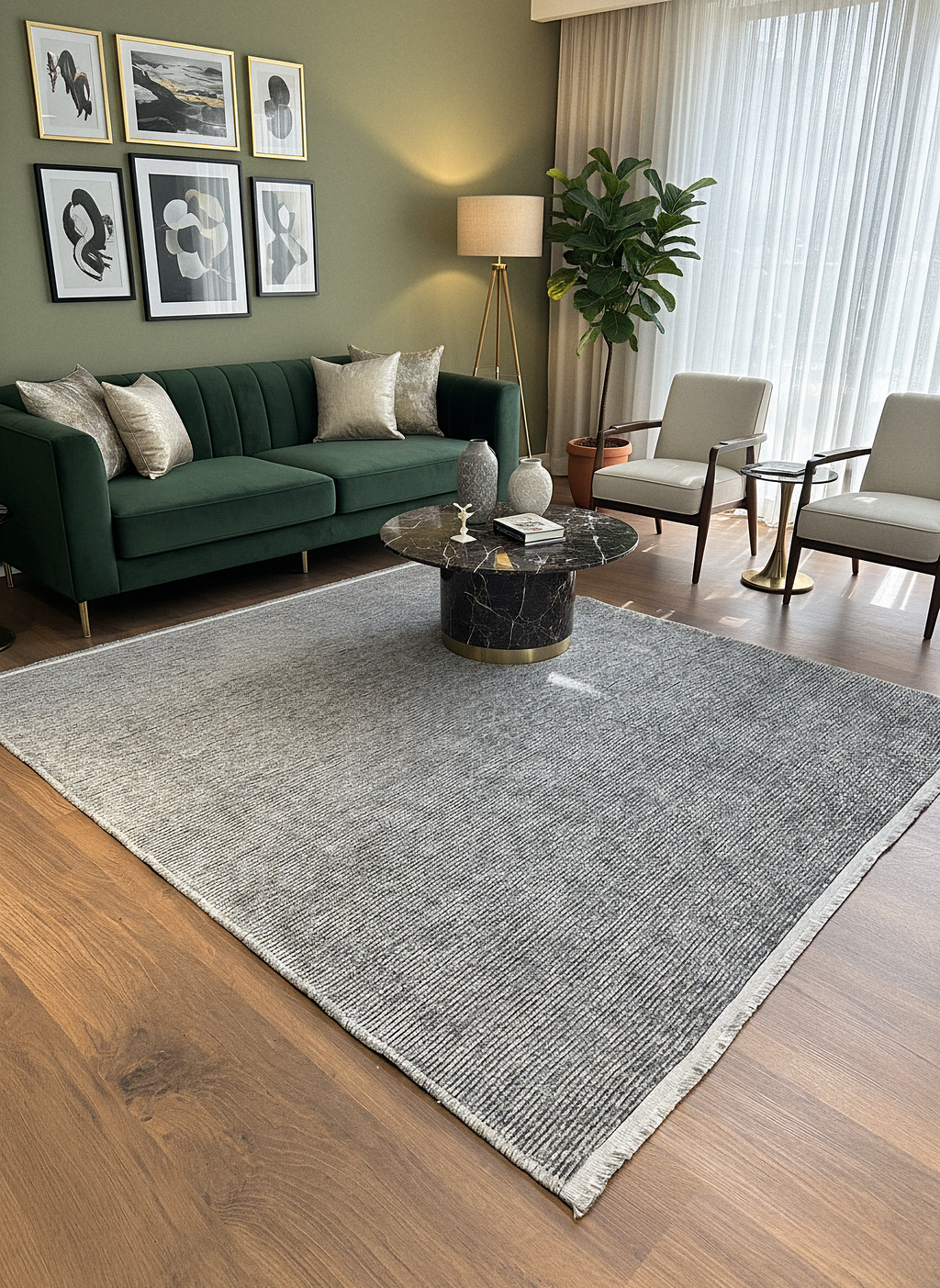 ŞÖNİL SUDE-GRİ Makinede Yıkanabilir Modern Sade Desenli Salon Koridor Mutfak Şönil Dokuma Halı