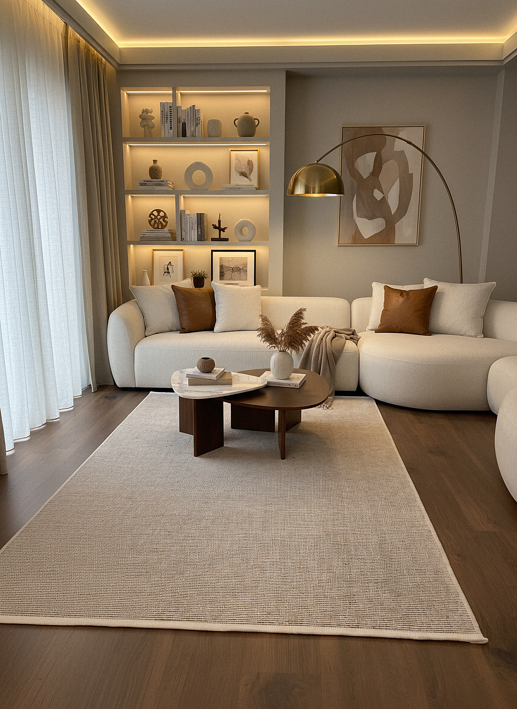 ŞÖNİL SUDE-KREM Makinede Yıkanabilir Modern Sade Desenli Salon Koridor Mutfak Şönil Dokuma Halı