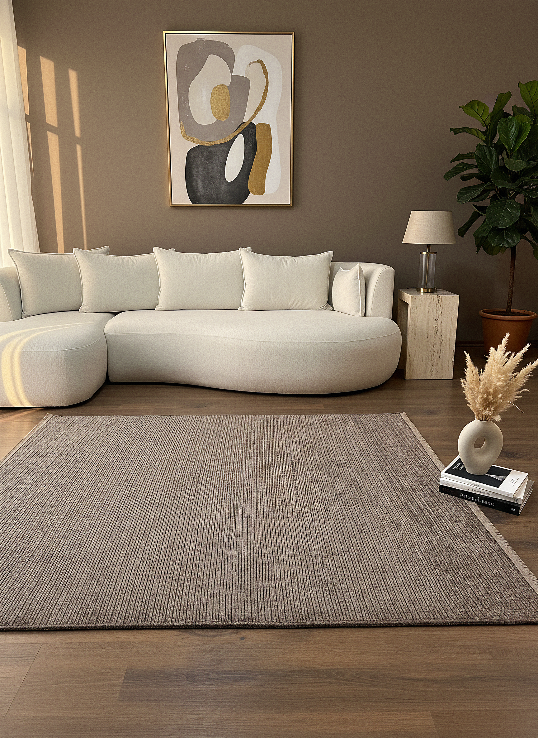 ŞÖNİL SUDE-VİZON Makinede Yıkanabilir Modern Sade Desenli Salon Koridor Mutfak Şönil Dokuma Halı