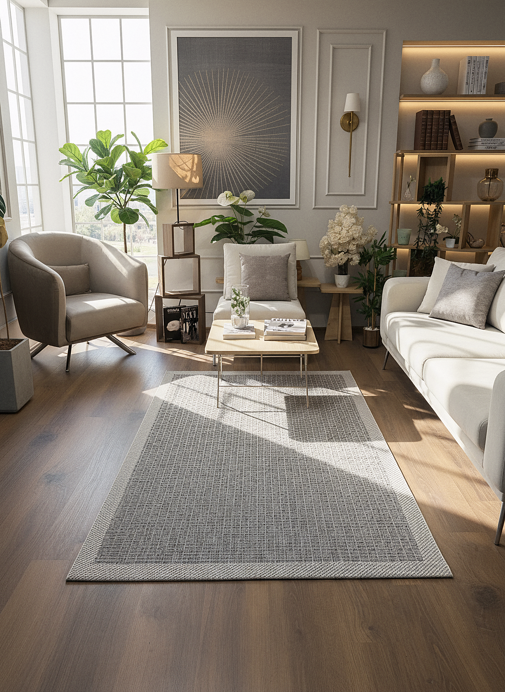 SİSAL-C01611 ANTRASİT Jüt Hasır Dokulu Doğal Salon Mutfak Koridor Balkon Halısı