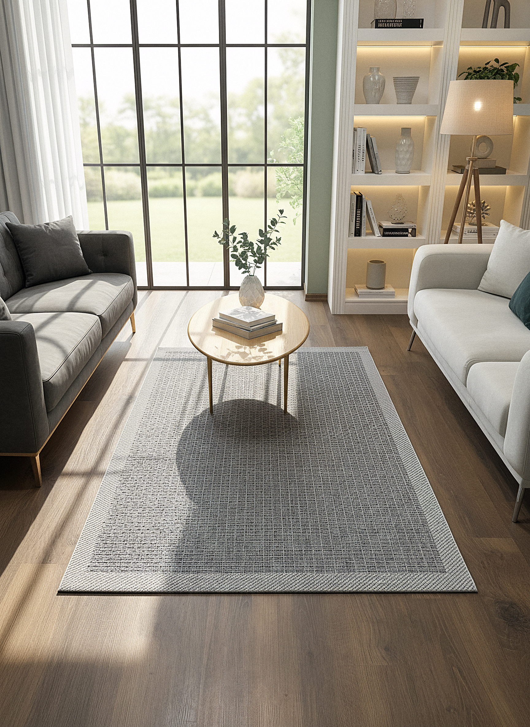 SİSAL-C01611 ANTRASİT Jüt Hasır Dokulu Doğal Salon Mutfak Koridor Balkon Halısı