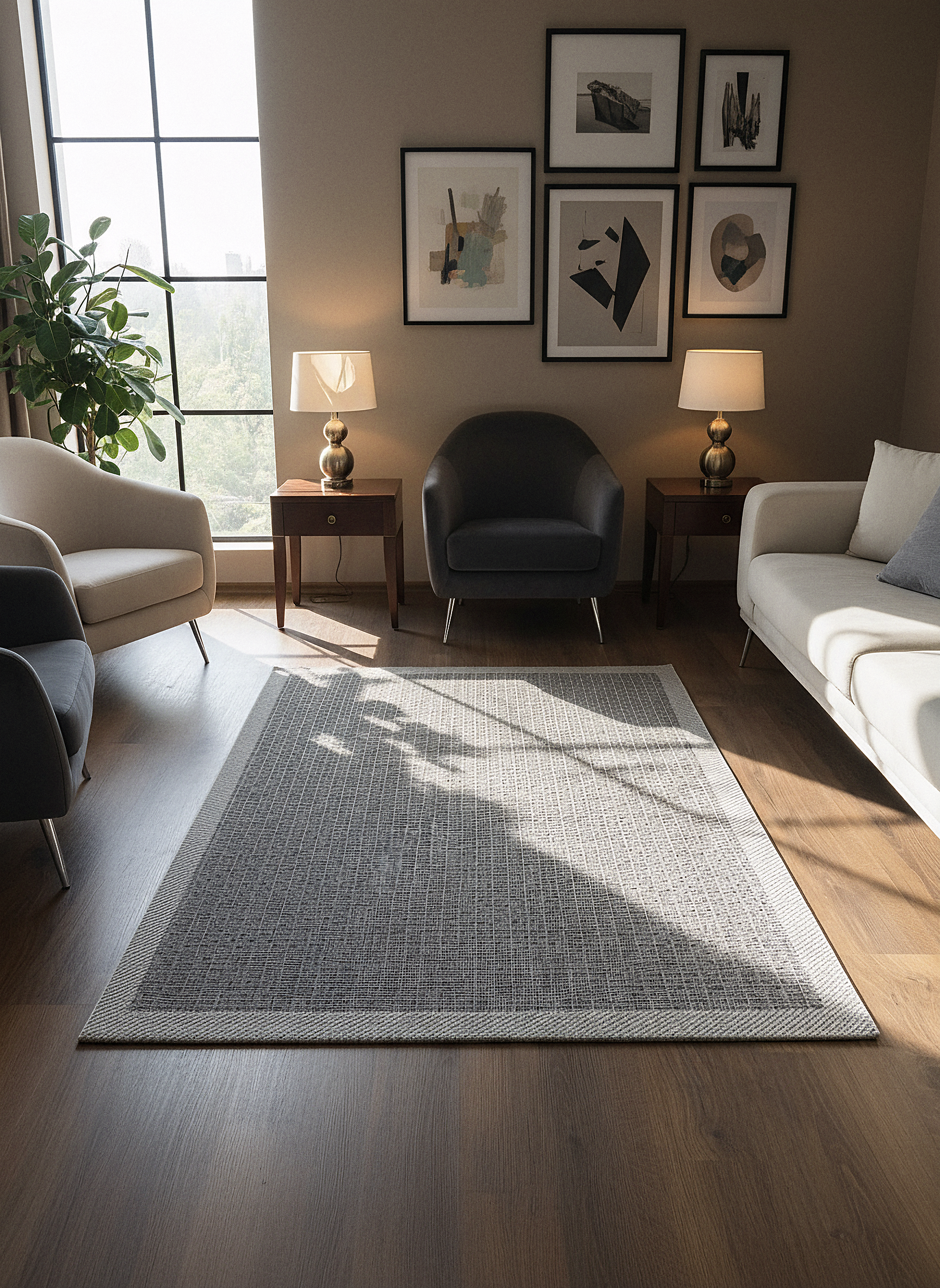 SİSAL-C01611 ANTRASİT Jüt Hasır Dokulu Doğal Salon Mutfak Koridor Balkon Halısı