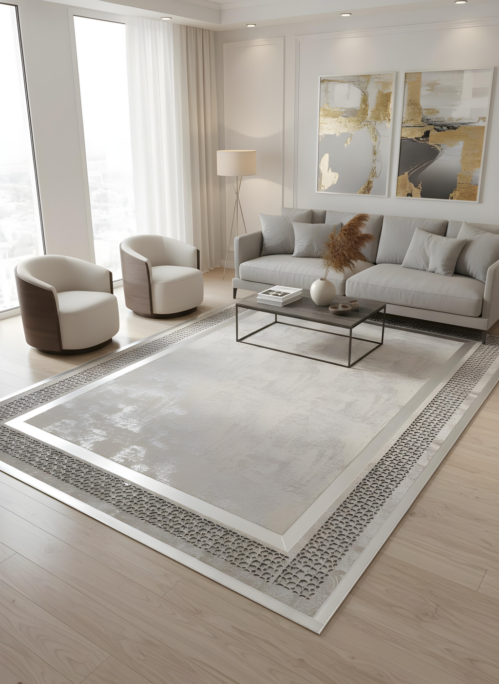 Royal Serisi Valeri - El İşçiliği ile Üretilmiş Varaklı Deri Dekoratif Halı