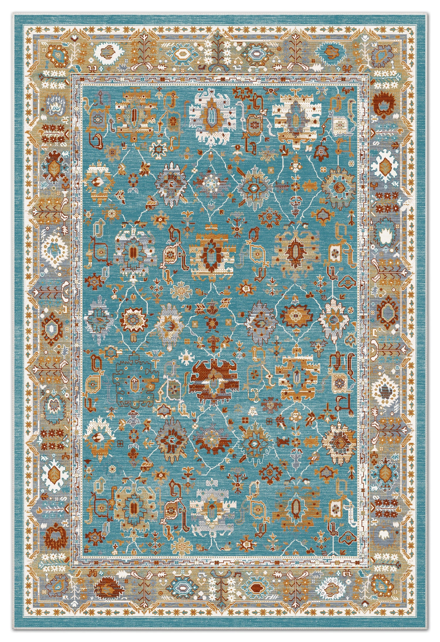 Arte VN016-2 Vintage Klasik Desenli Dekoratif Şönil Halı