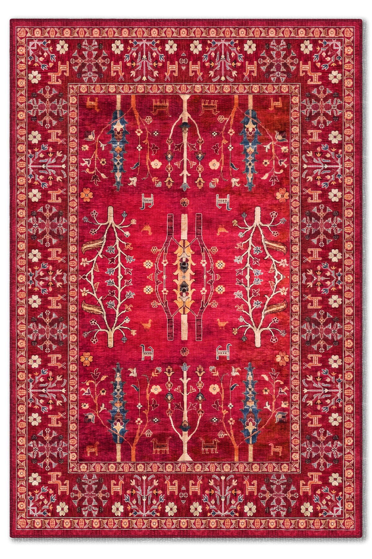 yıkanabilir kaymaz taban şönil dokuma halı 80x150 kirmizi; renkli