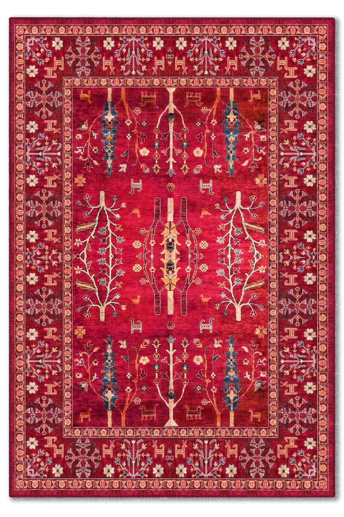 yıkanabilir kaymaz taban şönil dokuma halı 80x150 kirmizi; renkli