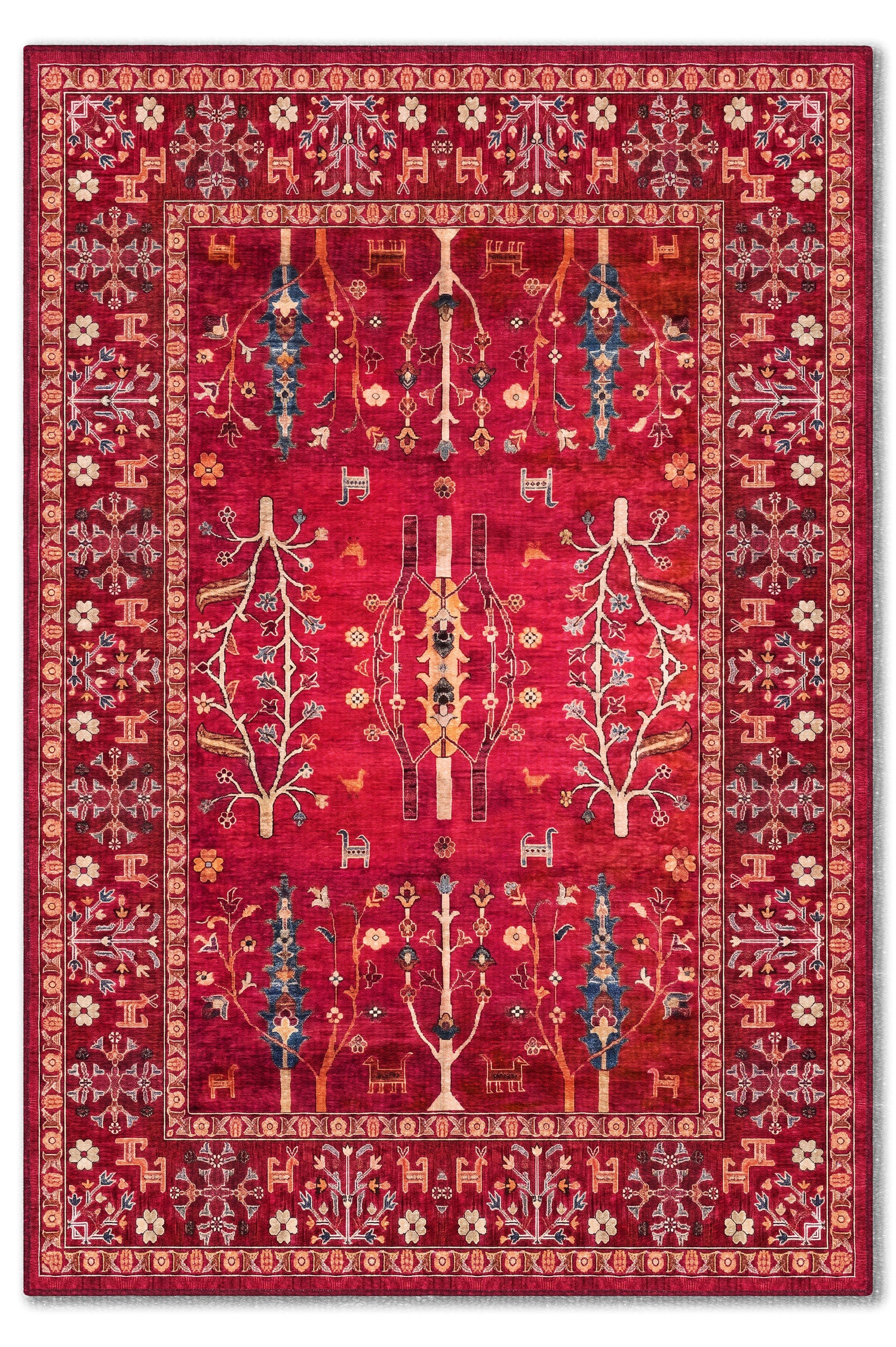 yıkanabilir kaymaz taban şönil dokuma halı 80x150 kirmizi; renkli